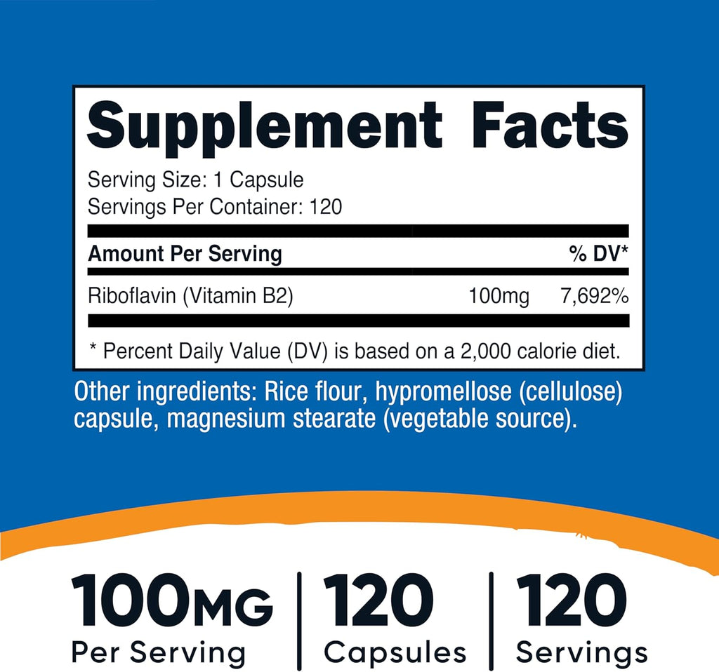 Nutricos Vitami B (Riboflavin 100mg 12 Capsule Glute Fre an Non-GMO
