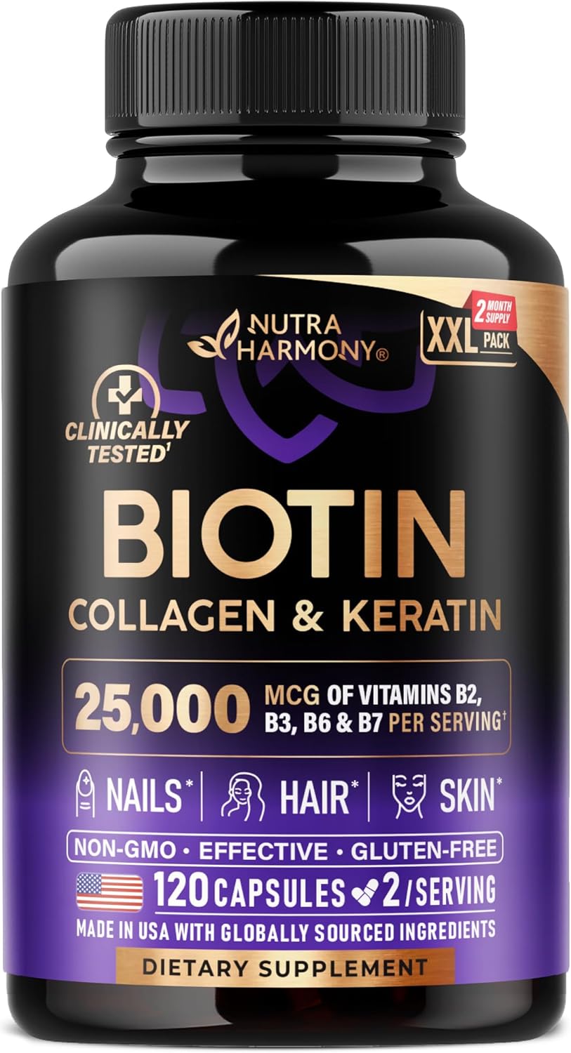 Bioti Collage Hyaluroni Aci Kerati Clinicall Teste Supplemen Hai Growt Support Ski Nail 2500 mc Vitamin B2 B3 B B B Mad i US Wome Me 12 Capsules