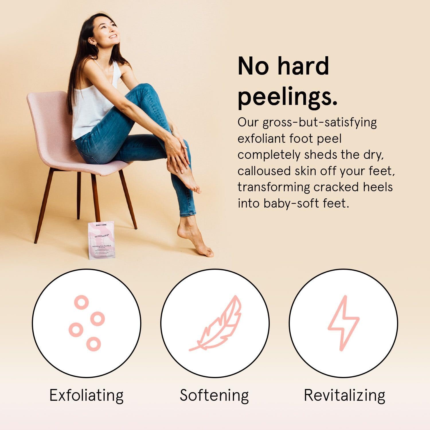 grace stella Award-Winning Foot Peel Mask - Foot Peeling Mask with Aloe Vera - Moisturizing Foot Mask for Dry Cracked Feet - Foot Exfoliator for Baby Soft Feet (2 Pairs, Lavender)