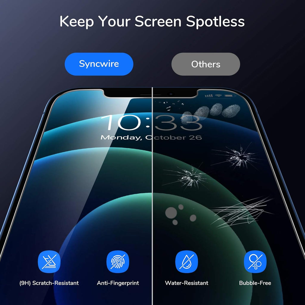 Scree Protecto fo iPhon 12/1 Pro Tempere Glas Fil [Eas Installatio Frame [9 Hardness [Cas friendly [99.99 H Clear [Bubbl Free [Sensitiv Touch fo Appl 6.1inc  Pack