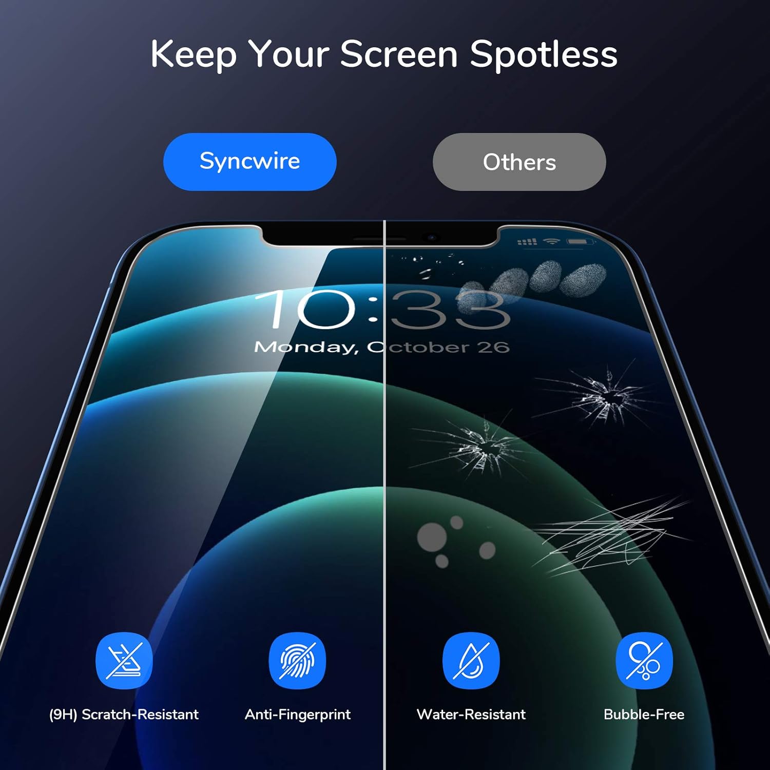 Scree Protecto fo iPhon 12/1 Pro Tempere Glas Fil [Eas Installatio Frame [9 Hardness [Cas friendly [99.99 H Clear [Bubbl Free [Sensitiv Touch fo Appl 6.1inc  Pack