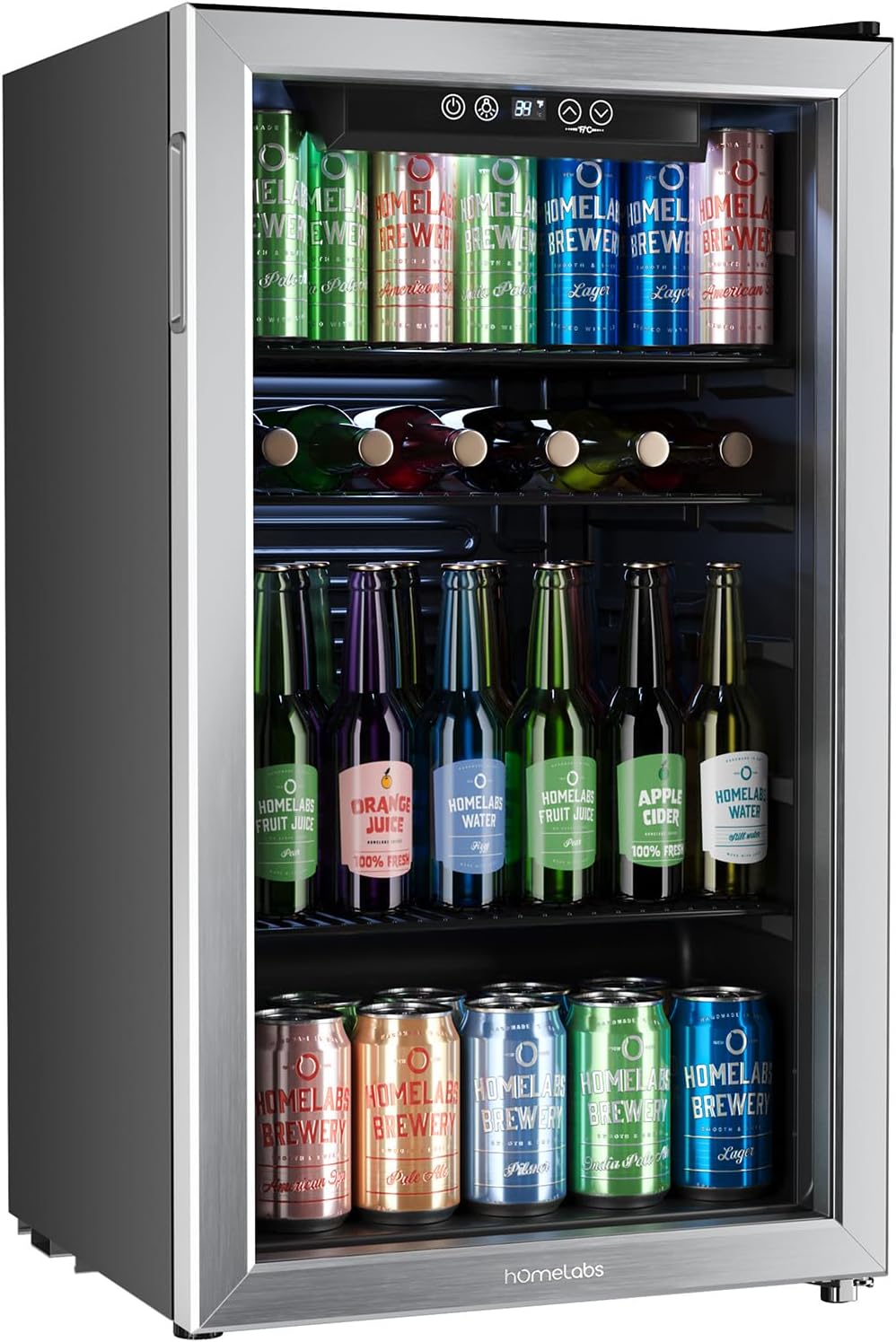 hOmeLab Beverag Refrigerato an Coole 12 Ca Min Fridg wit Glas Doo fo Sod Bee o Win Smal Drin Dispense Machin fo Offic o Ba wit Adjustabl Removabl Shelves