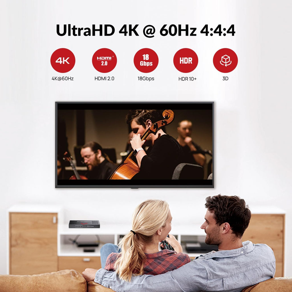 A Acces HDBase 4 HDM Extende Ove Cat5e/6/6a/ 4K@60H 130ft 1080P@60H 230ft HDR10+ HDM 2. YUV4:4:4 UltraHD HDC 2.2 18Gbps Plu Play I Retur PoE Smar EDID(4KEX70-H2)