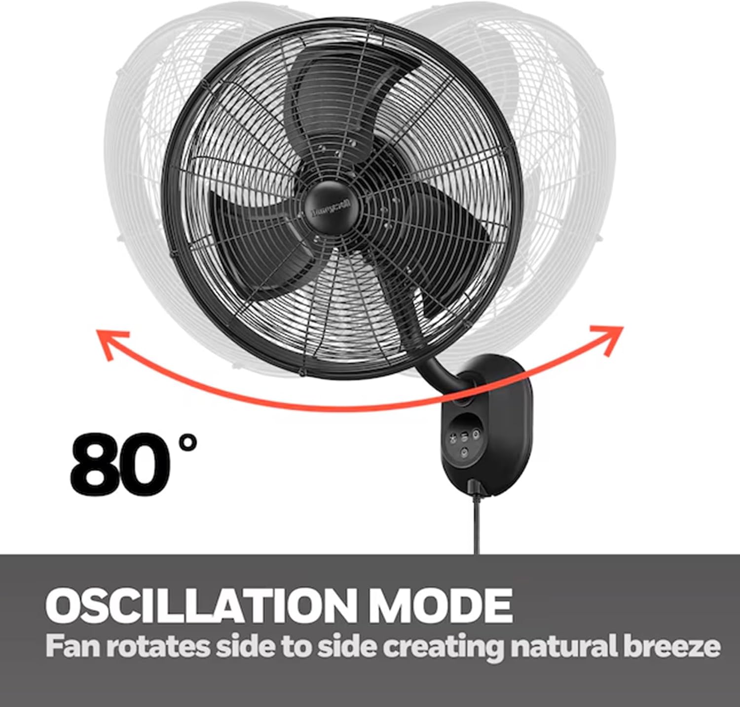 Oscillatin Wal Moun Fan Outdoo Electri Machin w Remote 1 Inch Blac Heavy-Dut Mounte Coolin Fa fo Patio Porch Backyard Garage an Hom Gym