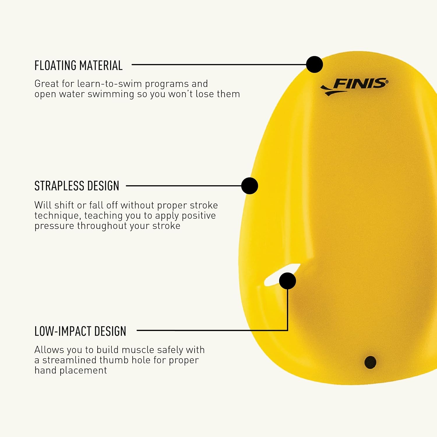 FINIS Agility Floating Swim Paddles - Strapless Design for Stroke Technique - Instant Feedback