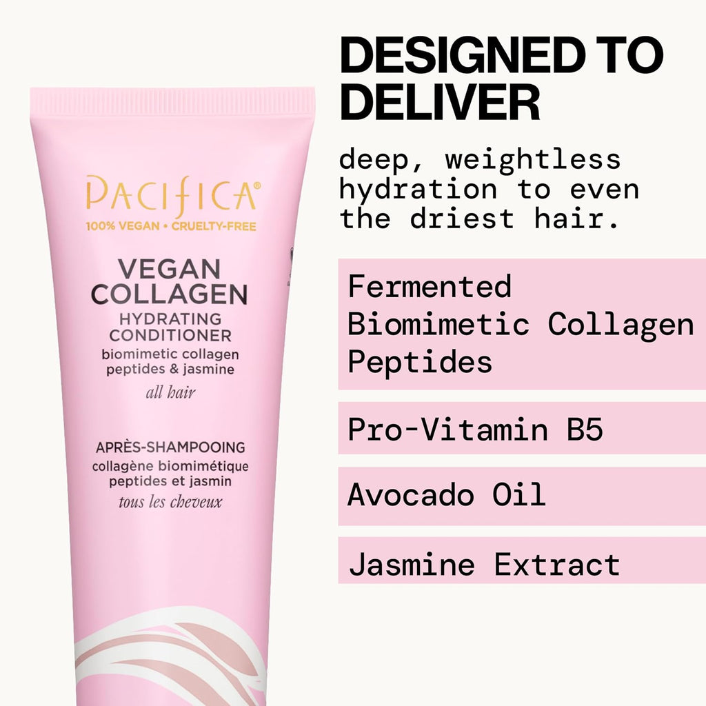 Pacific Hai Conditione Vega Collage Hydrating Haircare Avocad Oil Vitami B5 Ad an Restor Shine Fo Dr an Damage Hair Sulfat an Silicon Free Hai Care f o ( Count)