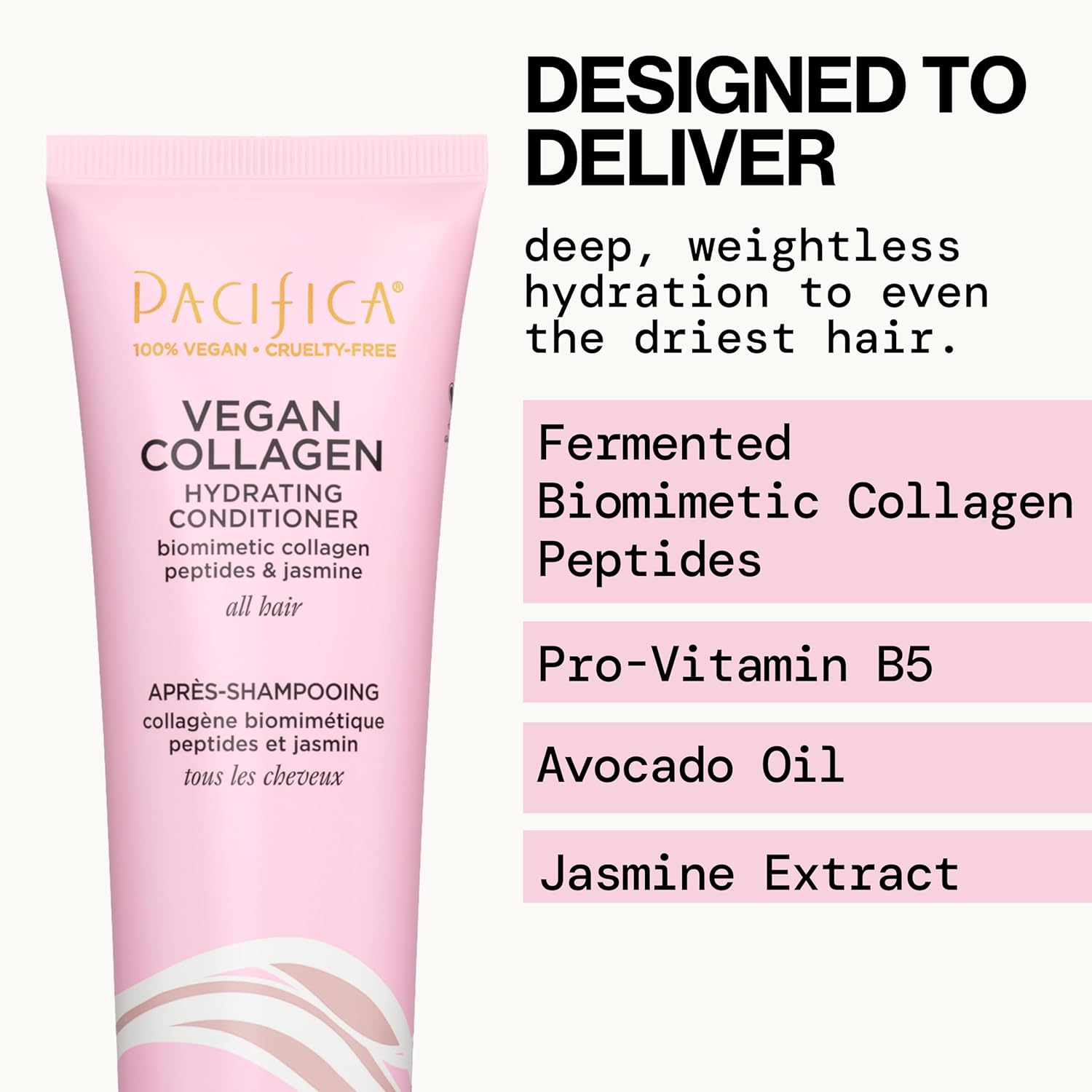 Pacific Hai Conditione Vega Collage Hydrating Haircare Avocad Oil Vitami B5 Ad an Restor Shine Fo Dr an Damage Hair Sulfat an Silicon Free Hai Care f o ( Count)