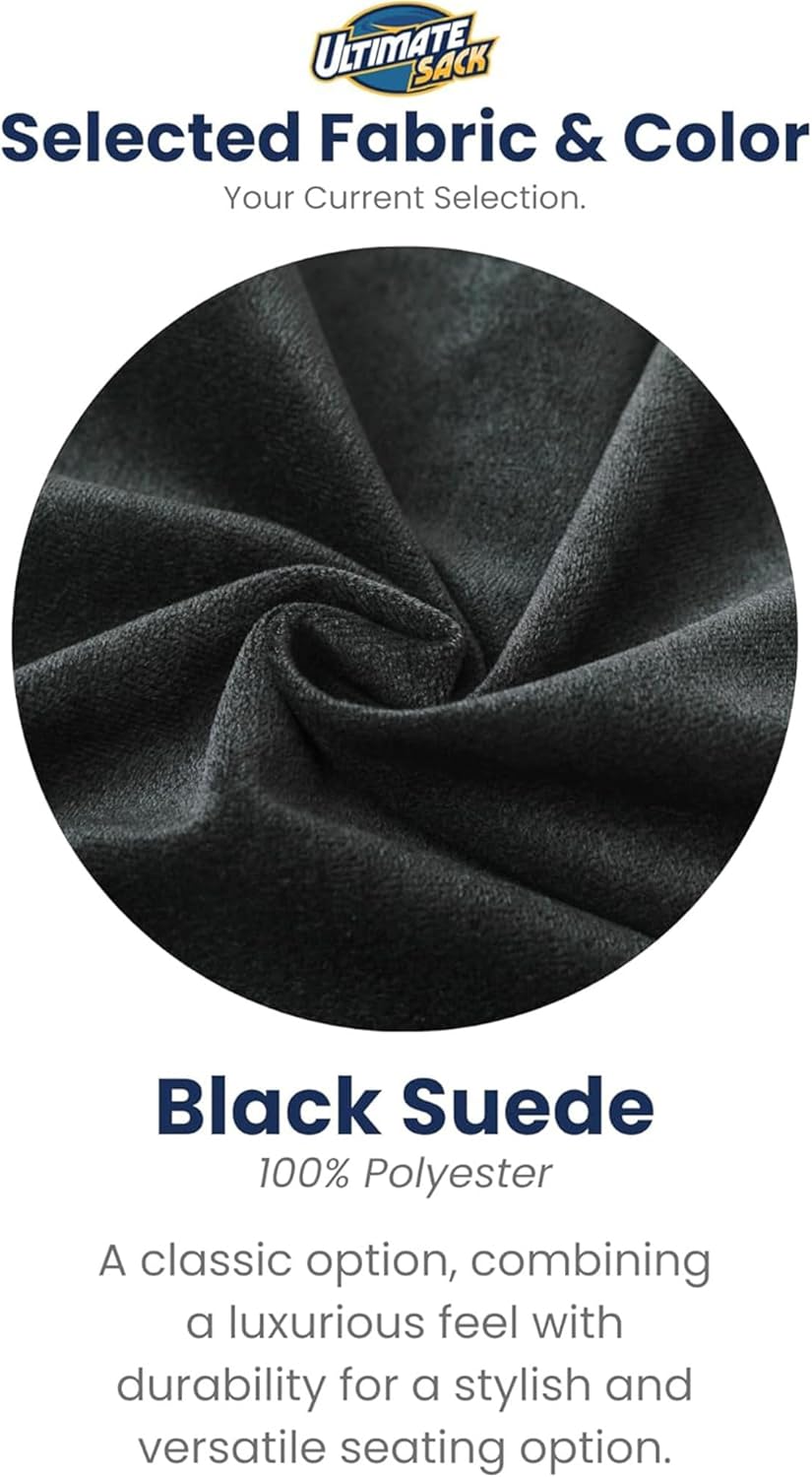 Ultimate Sack 5000 5-Foot Bean Bag Chair, Black Suede Cover ¨C Oversized Foam Lounger, Floor Seat, Small Sofa, or Couch Bed for Living Area, Gaming Room, or Reading Lounge