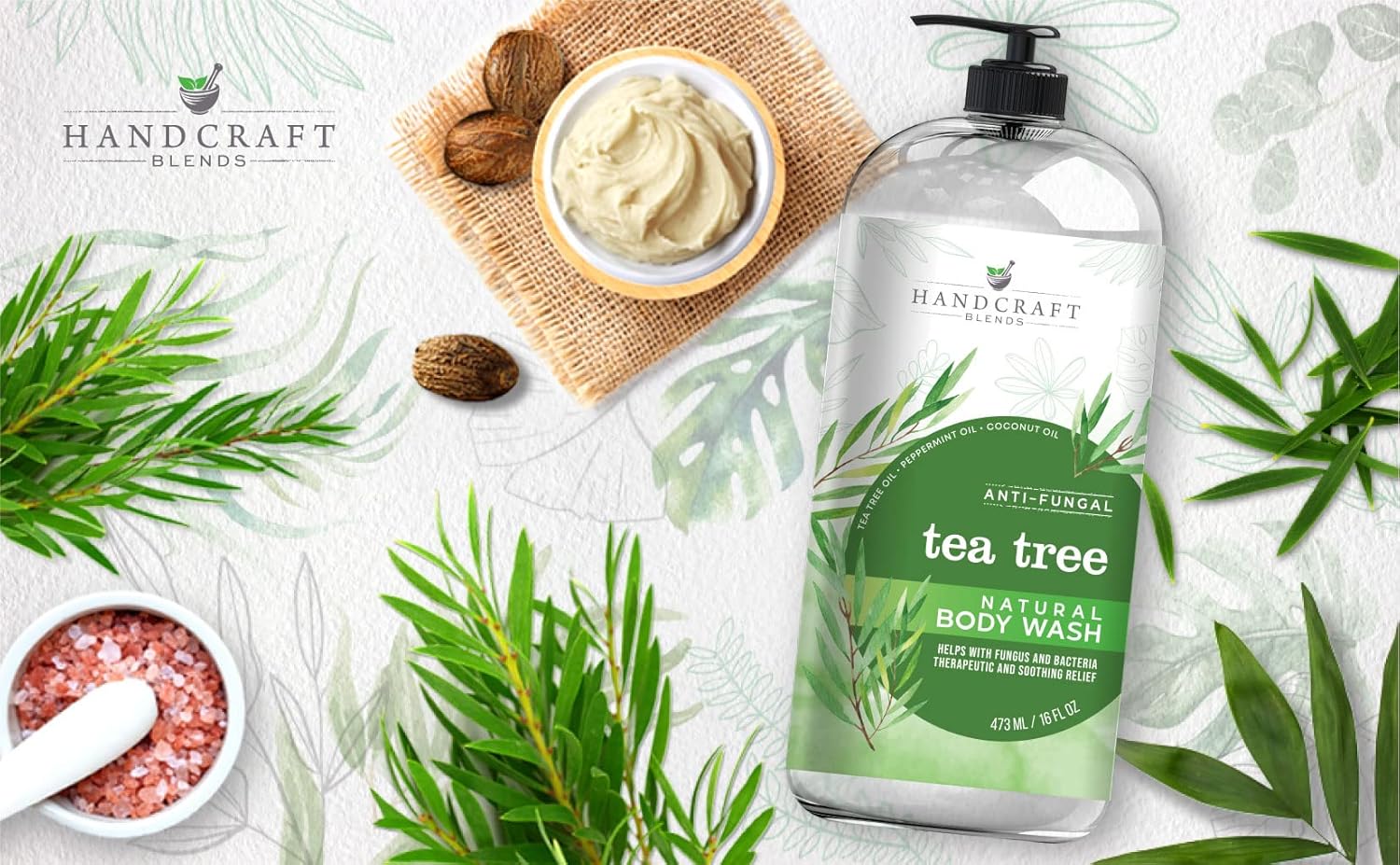 Handcraf Blend Te Tre Oi Bod Was 1 o Extr Strengt Bod Was Fo Athlete Foot Nai Fungus Itch Skin Joc Itch Acn an Eczem Te Tre Bod Was Fo Me Women