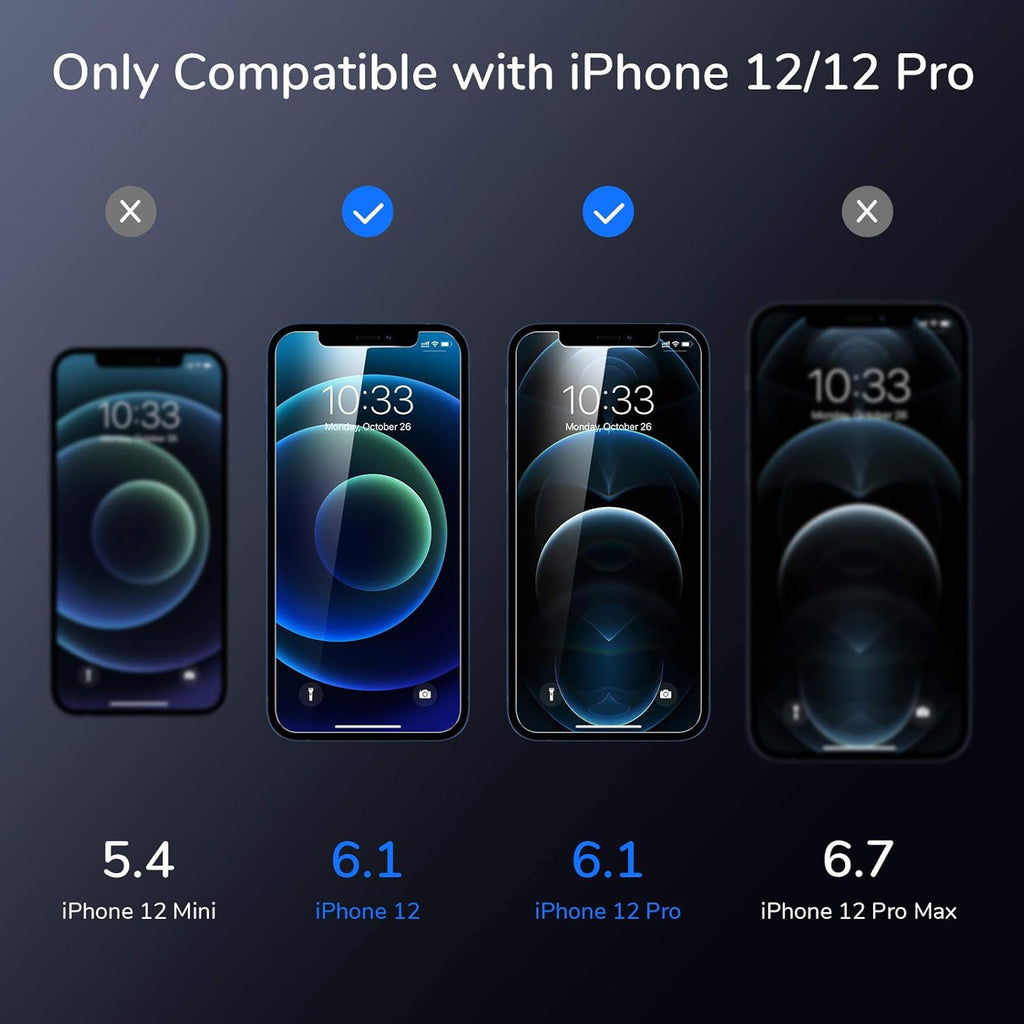 Scree Protecto fo iPhon 12/1 Pro Tempere Glas Fil [Eas Installatio Frame [9 Hardness [Cas friendly [99.99 H Clear [Bubbl Free [Sensitiv Touch fo Appl 6.1inc  Pack