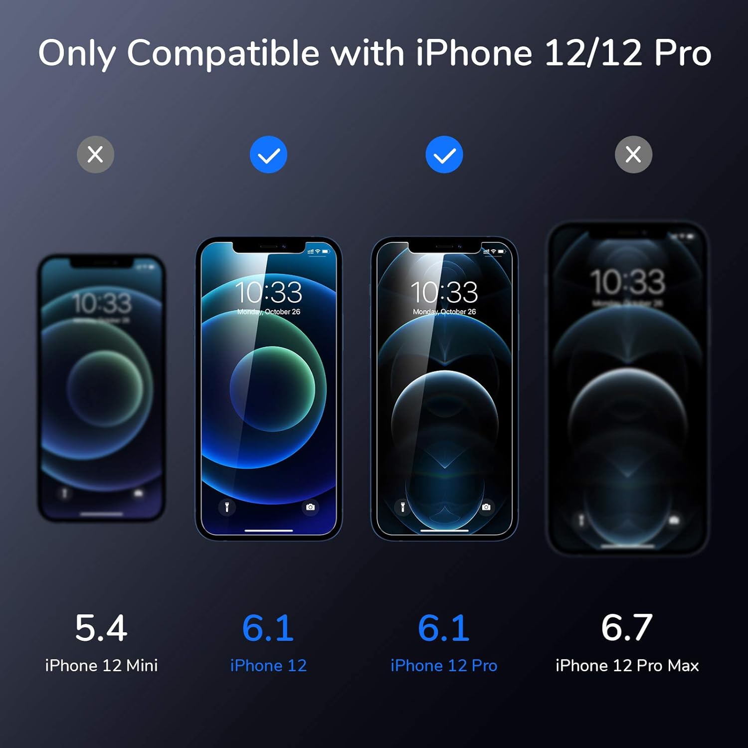 Scree Protecto fo iPhon 12/1 Pro Tempere Glas Fil [Eas Installatio Frame [9 Hardness [Cas friendly [99.99 H Clear [Bubbl Free [Sensitiv Touch fo Appl 6.1inc  Pack
