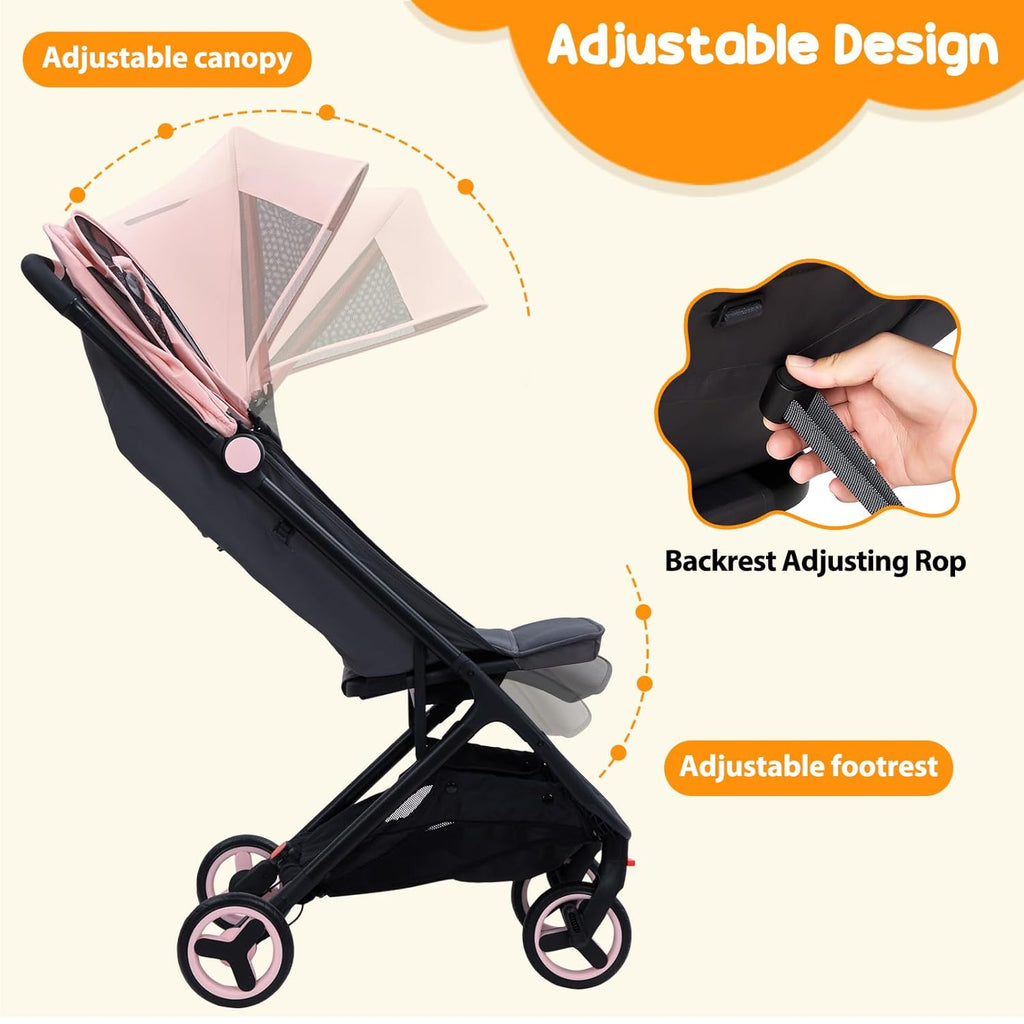 Garveelif Lightweigh Strolle fo Newborn Compac Bab Strolle fo Airplan wit 5-Poin Harness Storag Basket Trave Strolle fo Toddler Infan Strolle fo Newbor wit One-Han Fold