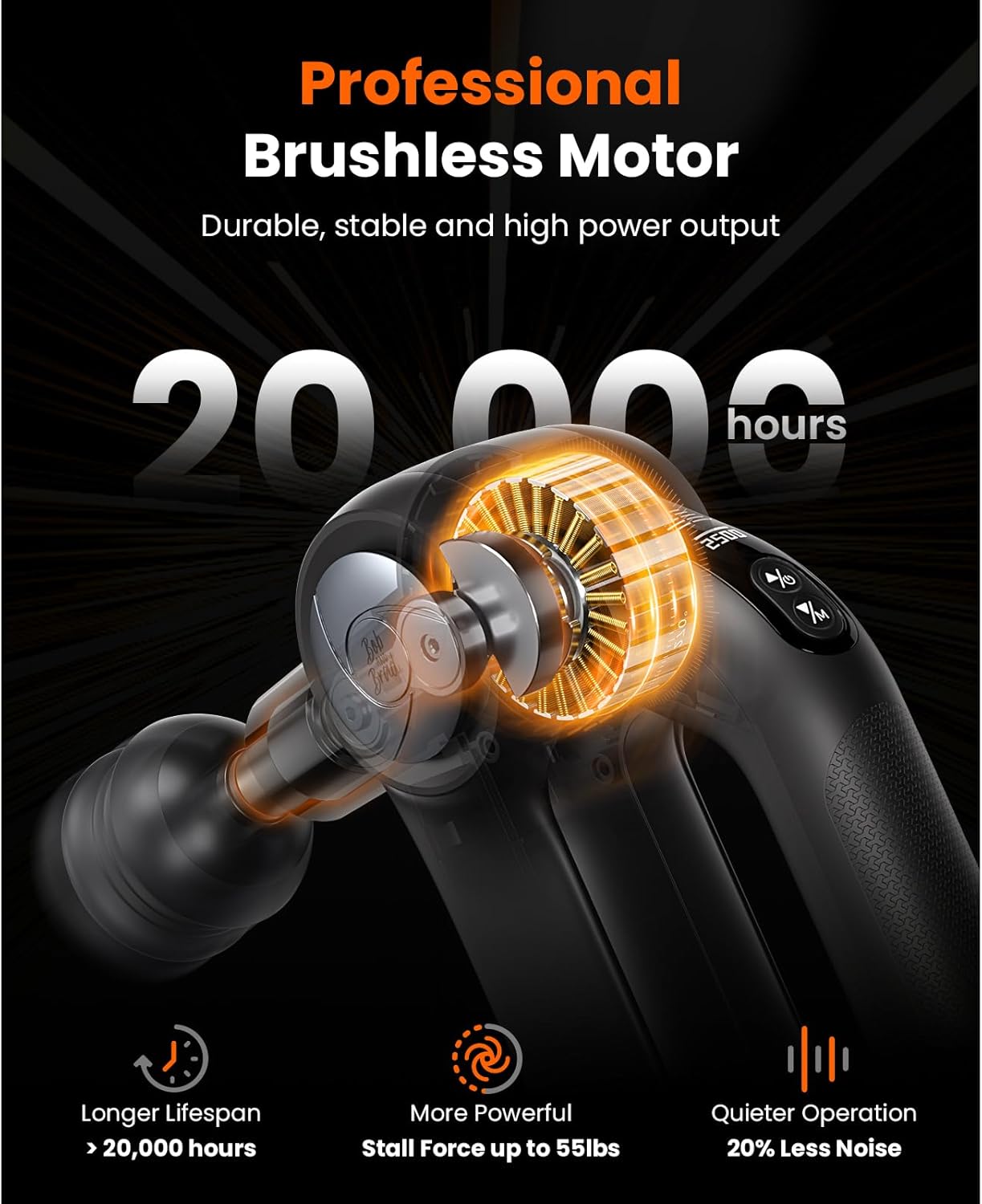 BOB AND BRAD D5 Pro Plus Massage Gun with Heat, FSA-HSA Eligible, 13mm Amplitude Deep Tissue Percussion Massage Gun with Max Power for Muscle Therapy, Professional Muscle Massager, Christmas Gifts