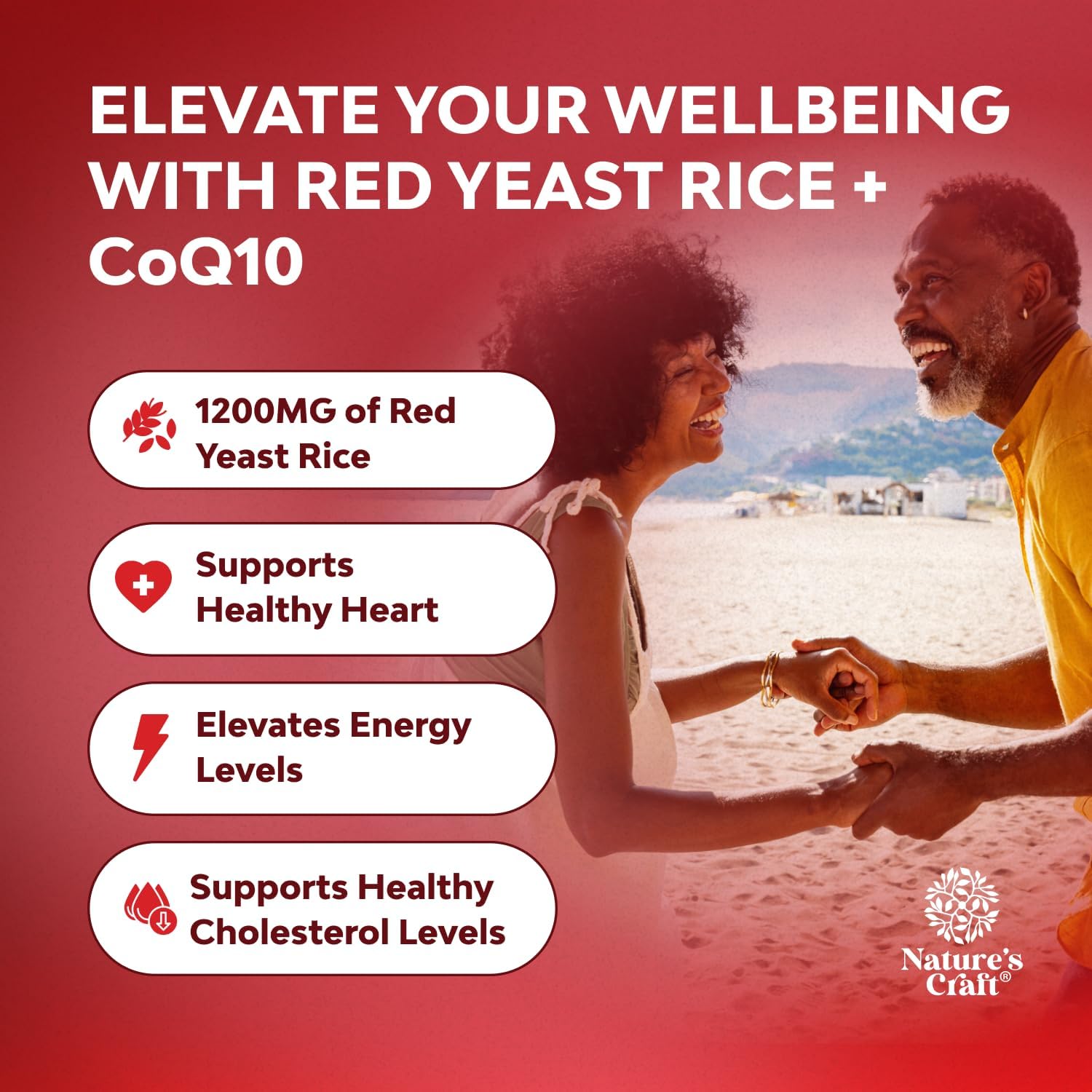 Re Yeas Ric wit CoQ1 Supplemen Advance Health Hear Health Cholestero Level Formul fo Me Wome Extr Strengt Capsul wit Re Yeas Ric 120 m Capsule wit CoQ10-6 Count