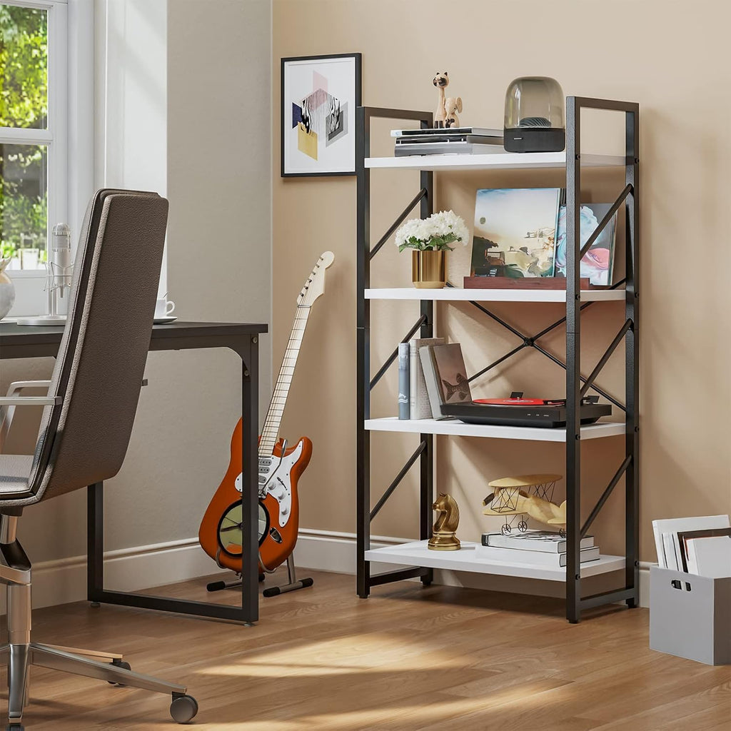 YITAHOME 4-Tier Bookshelf, Modern Free Standing 4 Shelf Bookcases and Bookshelves, Open Display Storage Book Shelves Book Rack Organizer Standing Shelving for Living Room Home Office, White