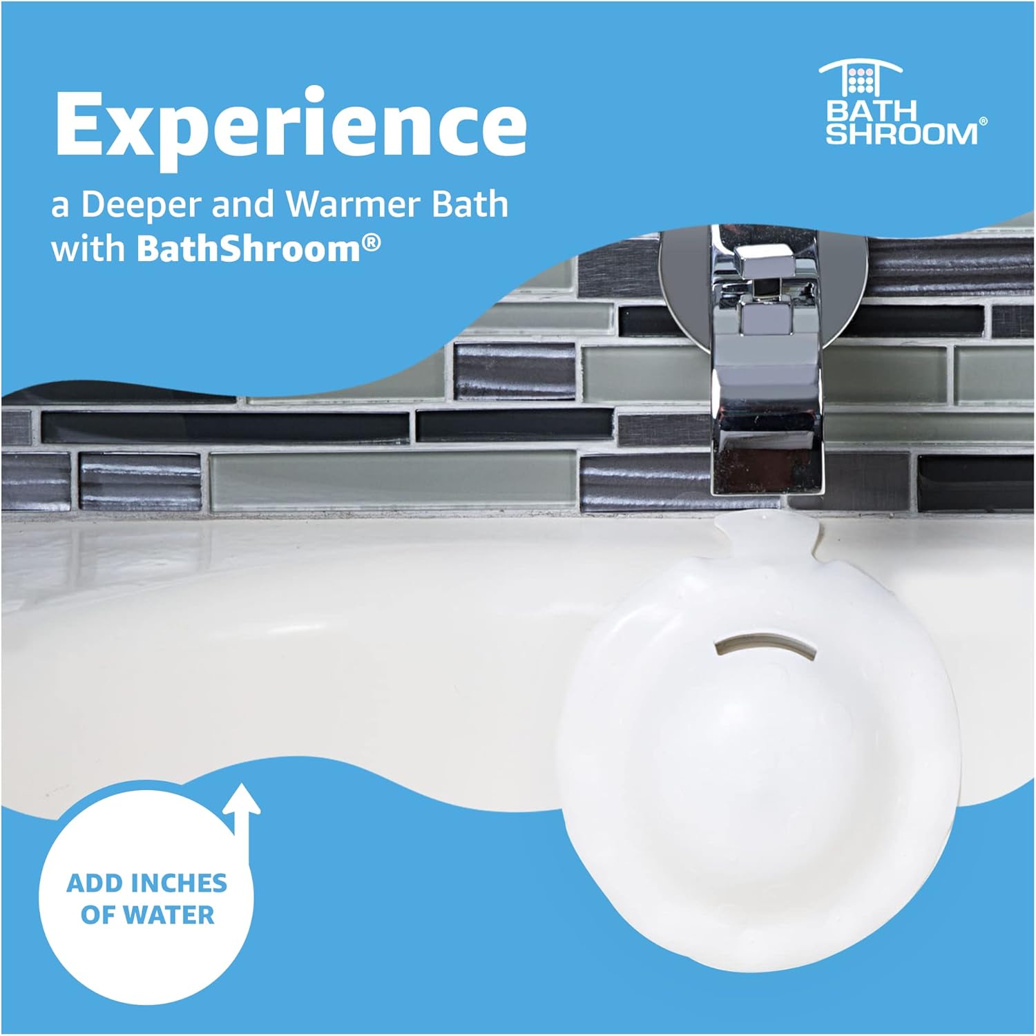 BathShroo BTHSH62 Overflo Drai Cove fo Fulle an Warme Baths White