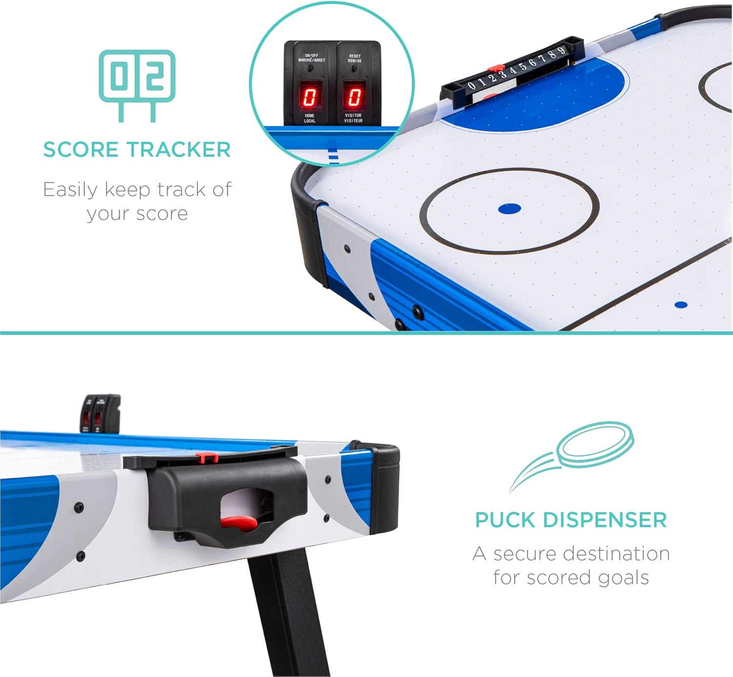 Bes Choic Product 58i Mid-Siz Arcad Styl Ai Hocke Tabl fo Gam Room Home Offic w Pucks Pushers Digita LE Scor Board Powerfu 12 Motor Carryin Bag