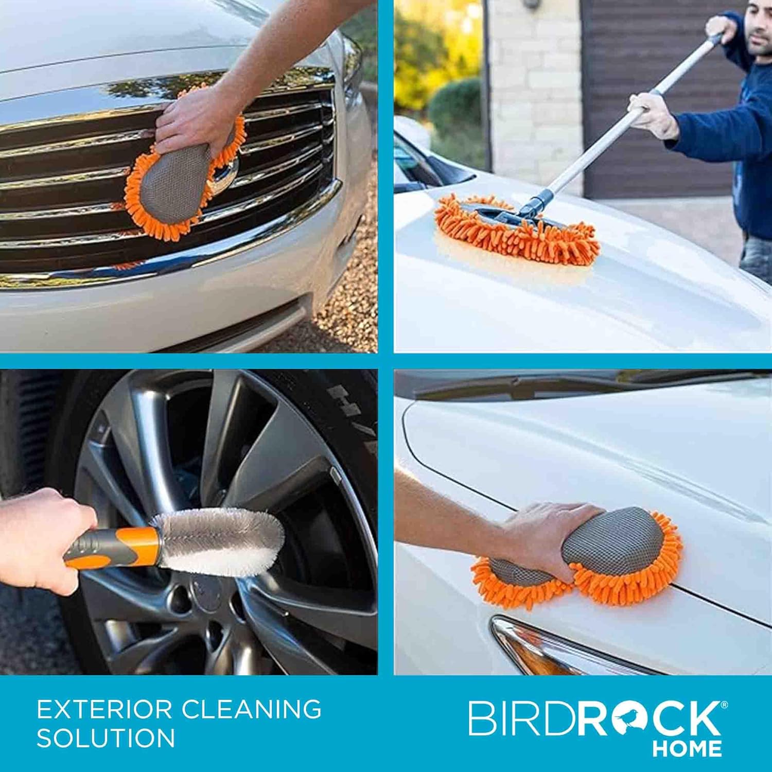 BirdRoc Hom Ca Was an Detailin Ki Include pc Exterio an Interio Cleanin Whee Brus Spong Duste Extendabl Cleanin Tool