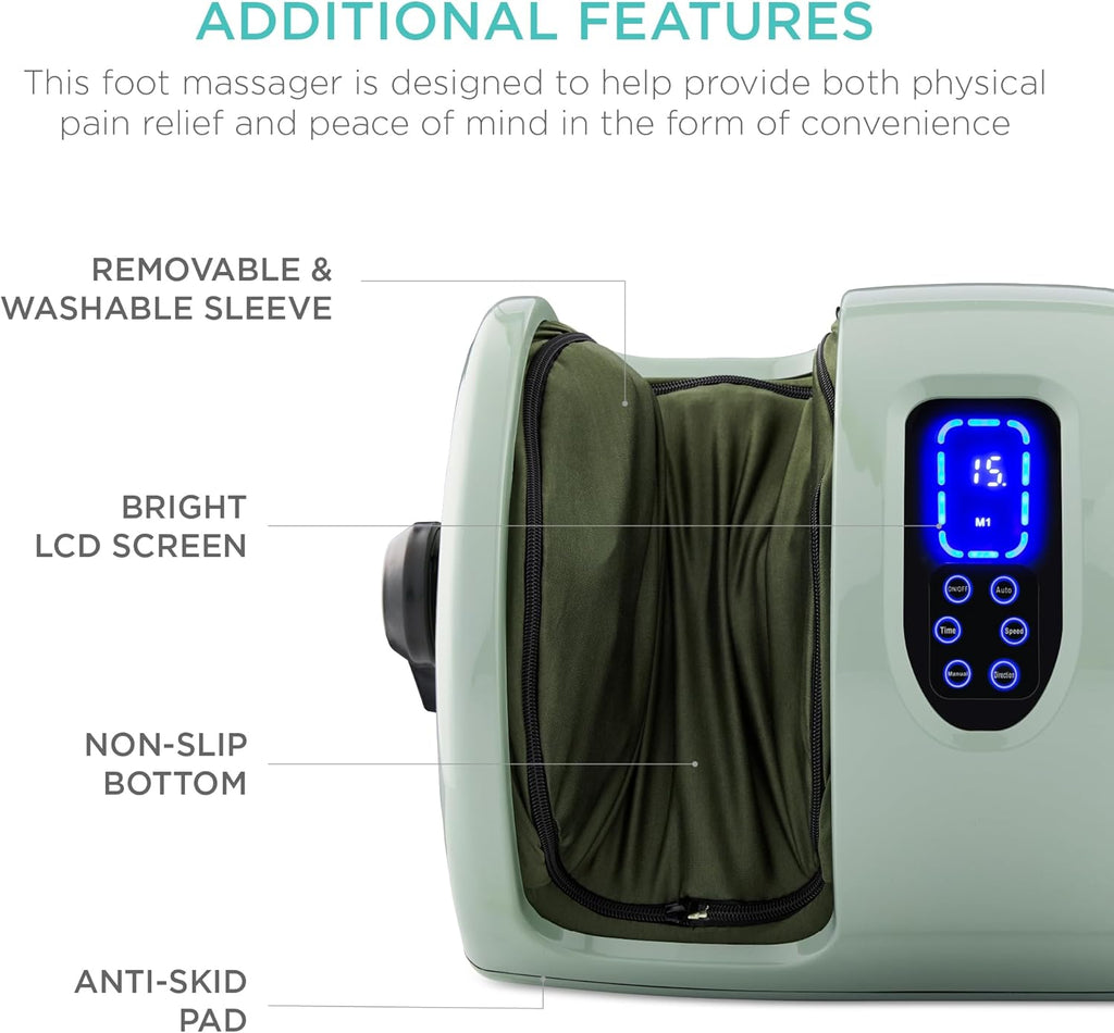 Best Choice Products Heated Shiatsu Foot Massager for Pain Relief, Plantar Fasciitis, Neuropathy, Blood Circulation w/Compact Design - Sage Green