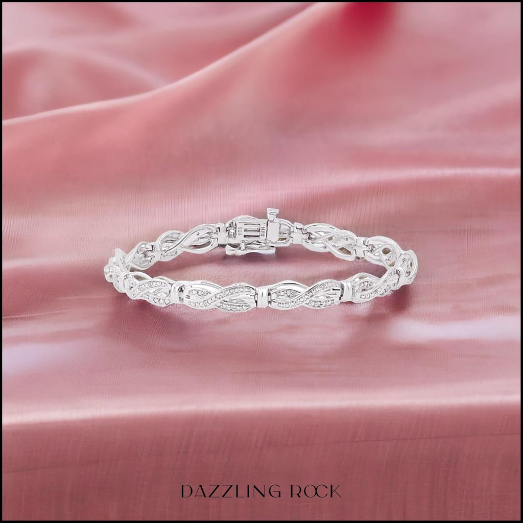 Dazzlingroc Collectio Swir Infinit Beade Styl Lin Bracele wit Roun Diamon Accents 92 Sterlin Silver