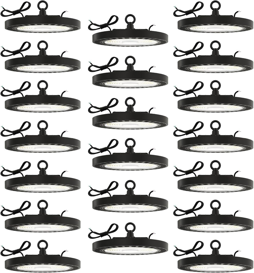 Sunco 20 Pack UFO LED High Bay Light, 150W, 21000 Lumens 5000K 100-277V Dimmable 0-10V, Ultra Bright Commercial Shop Lights for Warehouse, Factory, Workshop, Garage & Barn, Ceiling Mount, UL