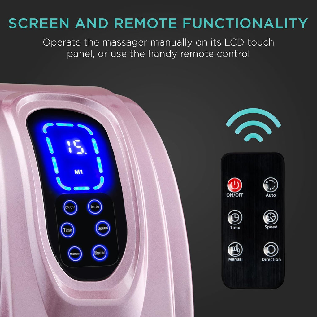 Best Choice Products Shiatsu Foot Massager for Pain Relief, Plantar Fasciitis, Neuropathy, Blood Circulation, Remote Control w/Compact Design - Rose Gold