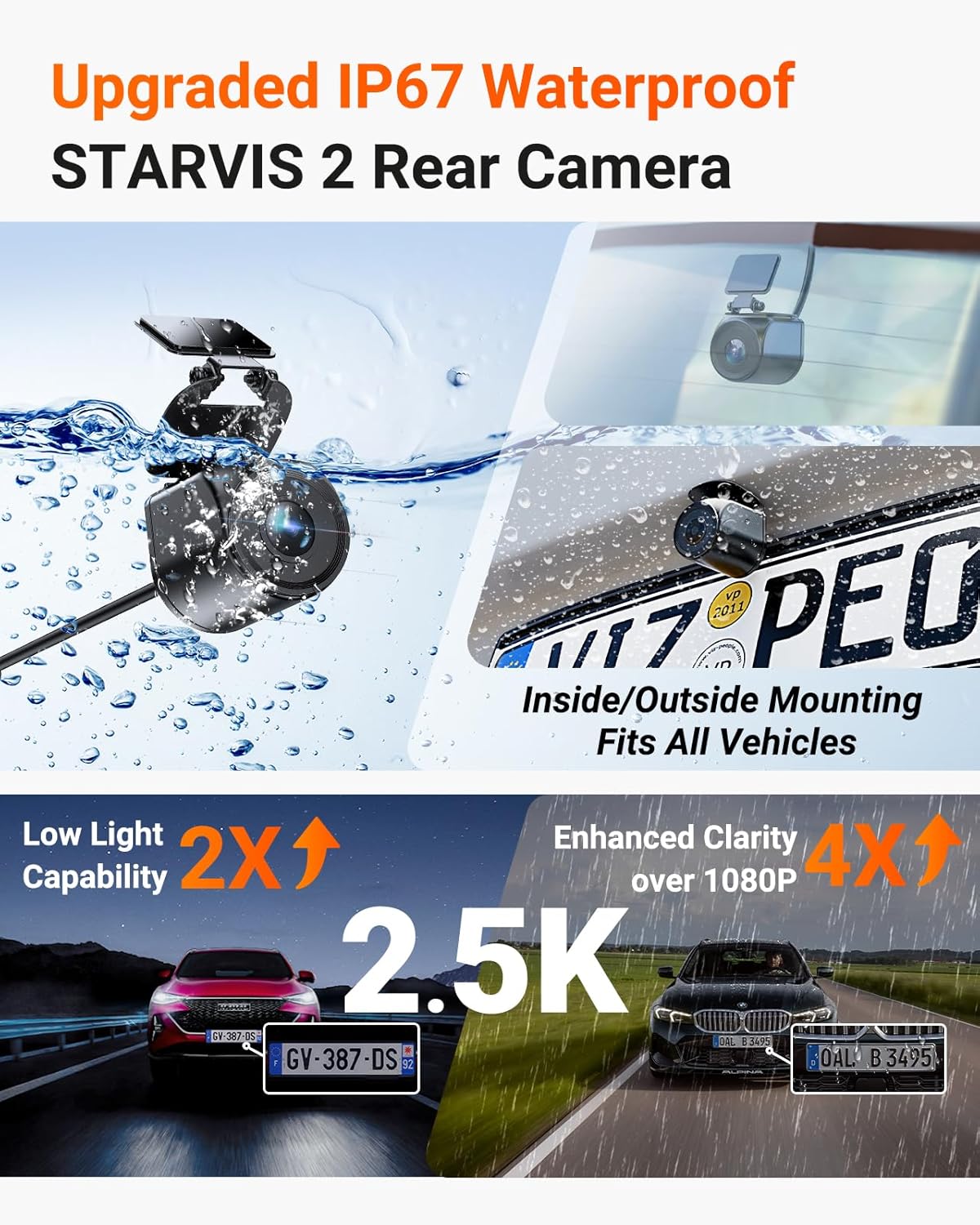 Vantru N Pr 4 Channe Das Ca w/Tripl STARVI 2 4K+1080P+2.5 Fron Insid Rea Das Camera 4k+2.5 Dua Channel HD I Nigh Vision Voic Control Parkin Mode GPS Wi-Fi Suppor 1TB
