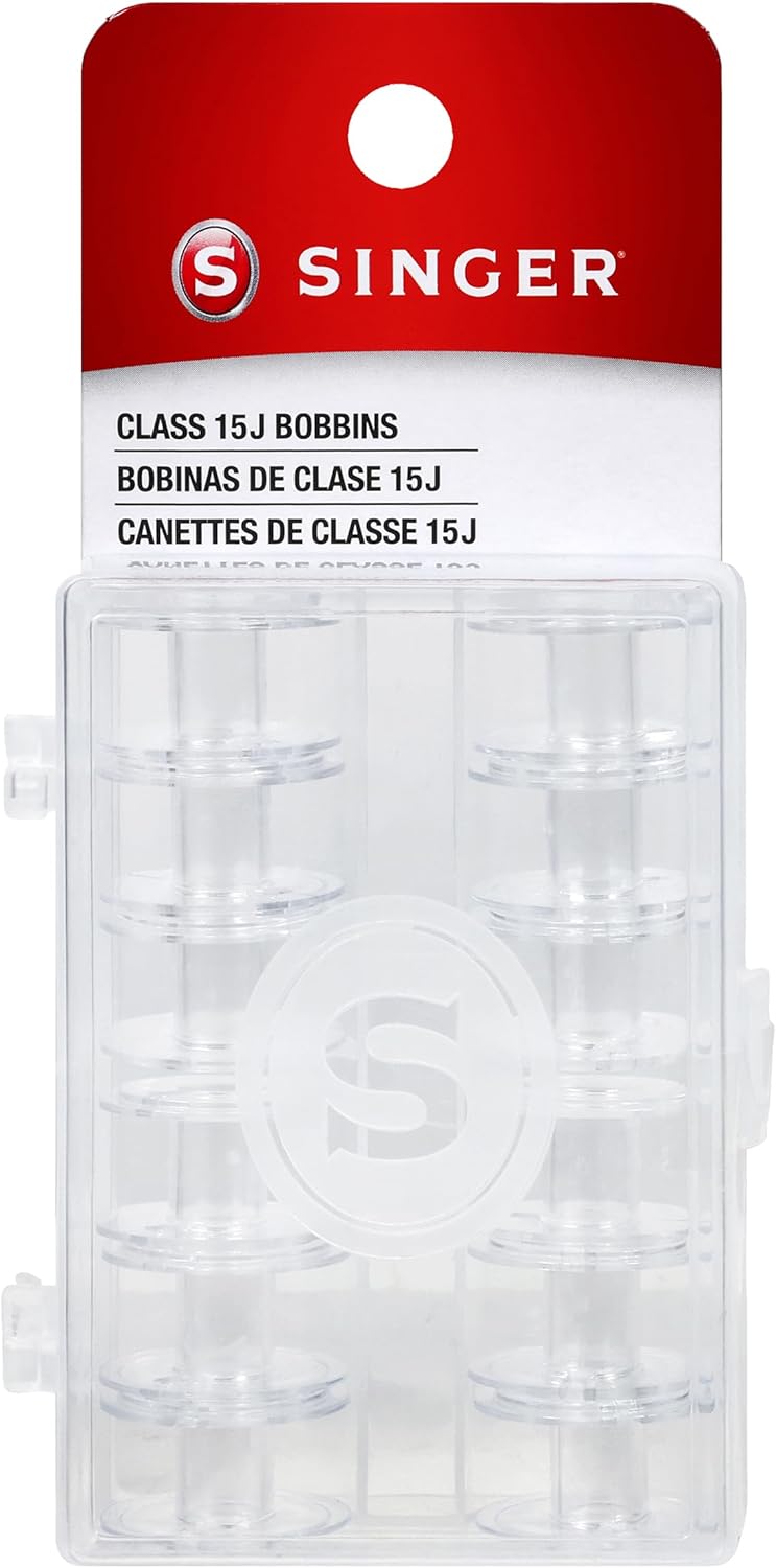 SINGER 06543 Class 15J Bobbins, Transparent, 12-Count