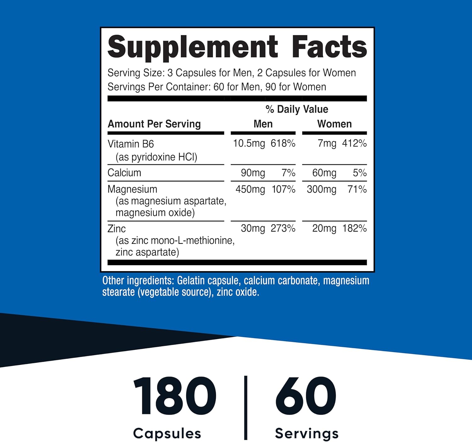 Nutricost ZMA 180 Capsules - Non-GMO and Gluten Free ZMA Supplement