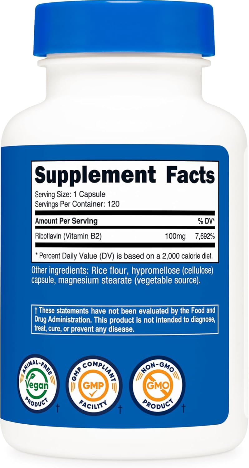 Nutricos Vitami B (Riboflavin 100mg 12 Capsule Glute Fre an Non-GMO