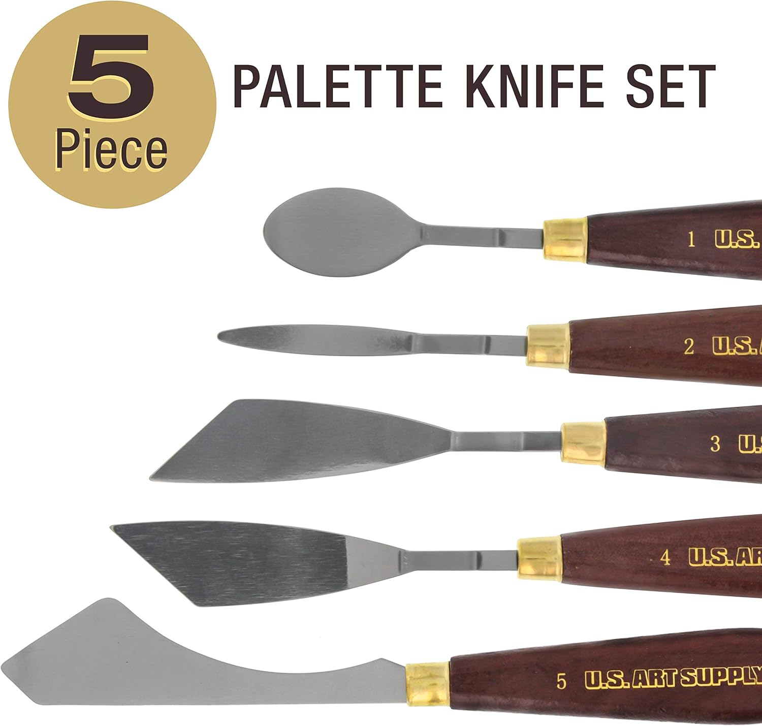 U.S Ar Suppl 5-Piec Artis Stainles Stee Palett Knif Se Woo Hand Flexibl Spatul Paintin Knive fo Colo Mixin Spreading Applyin Oil Acryli Pain o Canvas