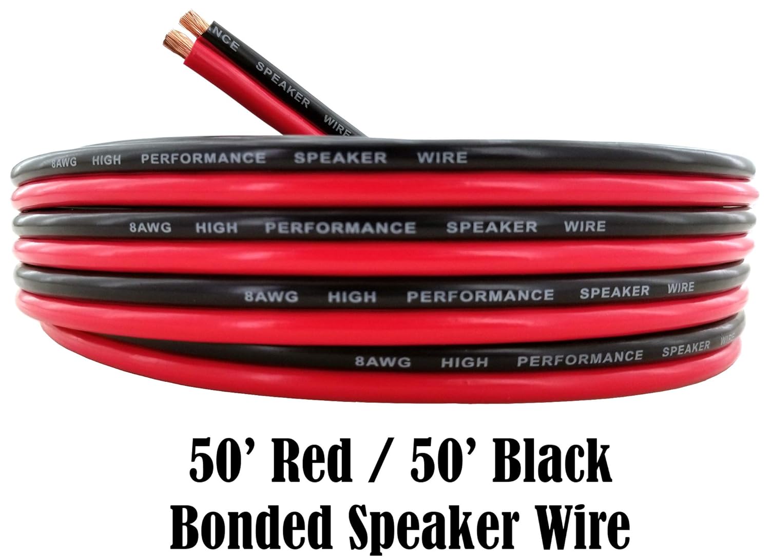 GS Power 100ft CCA 8 Gauge Wire Automotive, 50 ft Red & Black Bonded, 10 AWG 12v, Speaker Electrical Wire Low Voltage Primary for Car Stereo Audio Amplifier Trailer Harness Hookup Wiring DIY