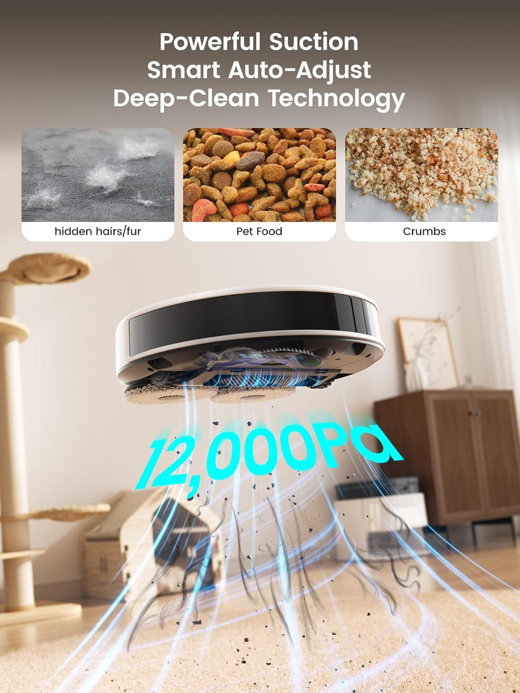Lefant Robot Vacuum and Mop, 12000Pa Suction, Self Emptying, Auto Mop Washing and Drying for Hands-Free, Anti-Tangle Brushes, Dual Spinning Mop for Pet Hair Dust, Wi-Fi/App/Alexa/iWatch Control, M3