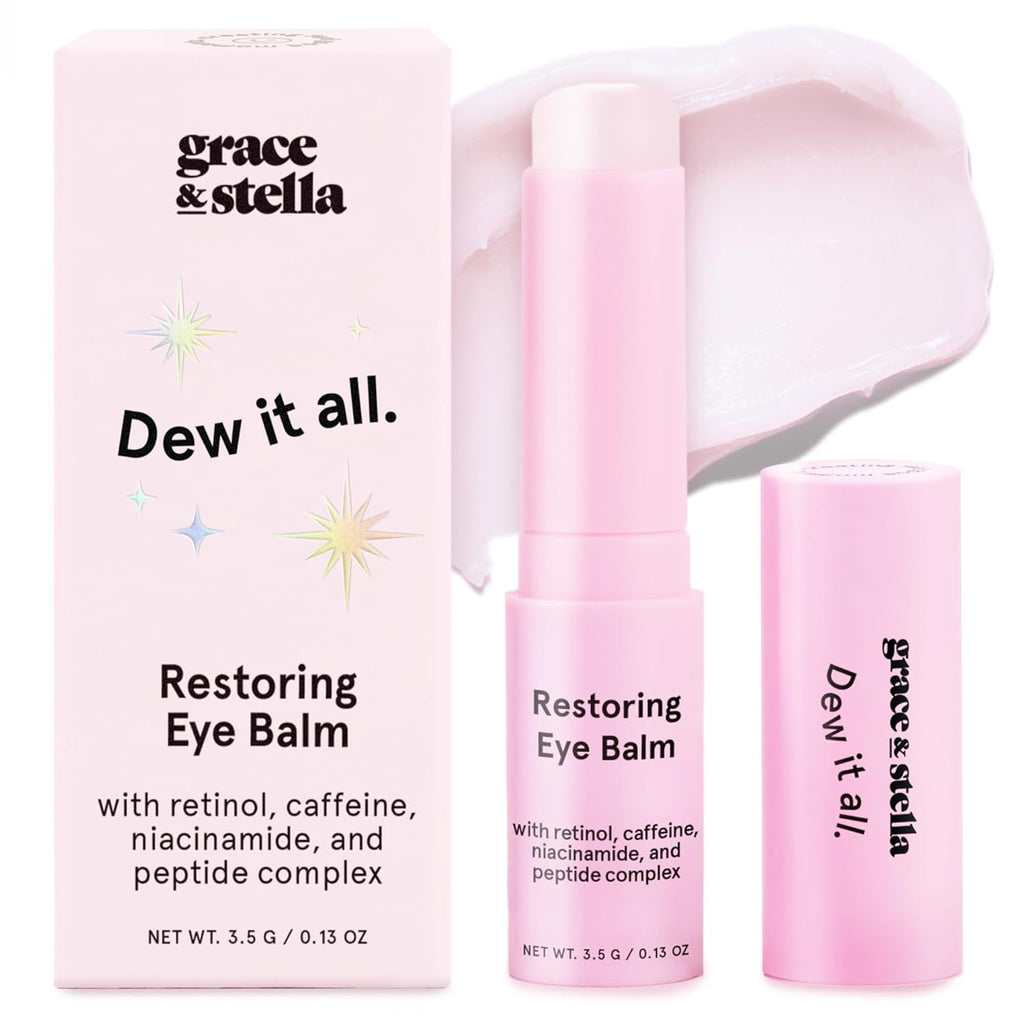 grace stella Under Eye Brightener Balm Stick - Travel Size Toiletries - Retinol Caffeine Eye Cream for Dark Circles, Puffiness, Wrinkles - Restore and Hydrate - Vegan Skincare (0.13oz / 3.5g)
