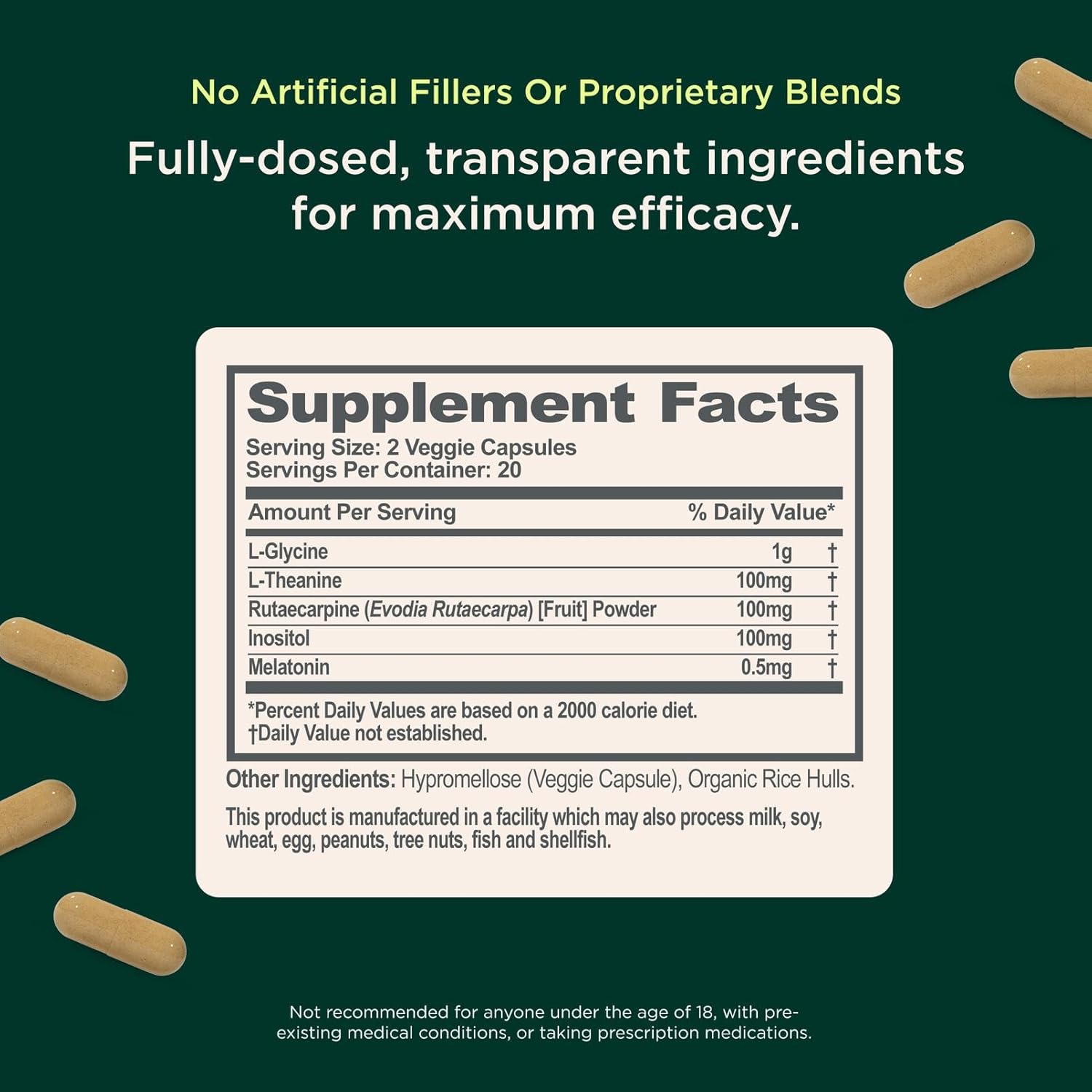 Geniu Slee AI Smar Sleepin Pill Supplemen Relaxatio Enhance an Moo Suppor w/Inositol L-Theanin Glycin 4 Capsules