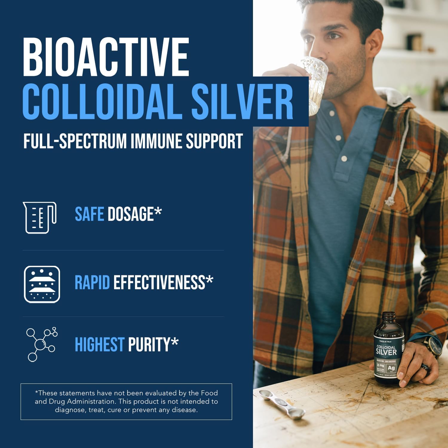 Colloidal Silver - 8 oz, Glass Bottle, Vegan, Safe Doses with Highest Effectiveness - Nano Ions, 30 PPM - Immune Support (48 Servings)