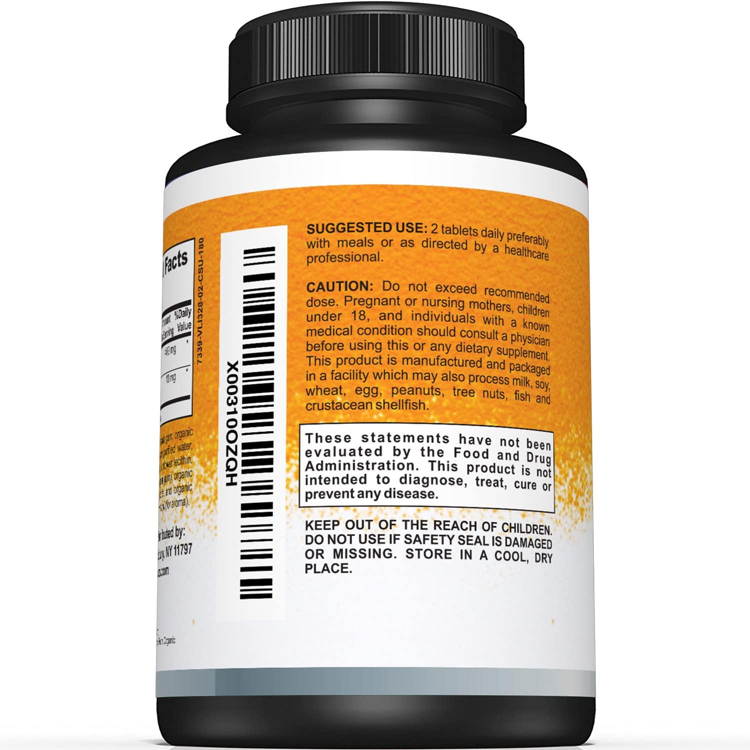 Sunergetic USDA Certified Organic Turmeric Supplement ¨C Includes Organic Turmeric & Organic Black Pepper ¨C 1,400mg of Turmeric per Serving - 180 Count (Pack of 1)