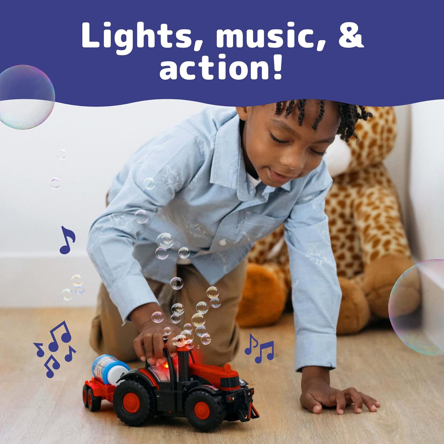 Prexte Bum G Bubbl Blowin Far Tracto To Truc wit Lights Sounds an Actio fo Toddler Bubbl Solutio Include wit To Tractor Kid Tracto Toy fo Yea Ol Bo t 3 Year Old