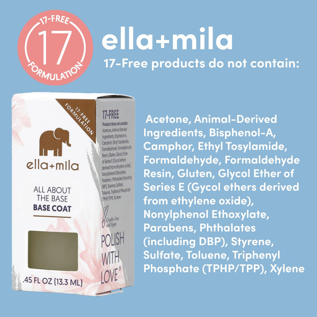 ella+mil Ridg Fille Bas Coa Nai Polis Smoothin Nai Treatmen an Long-lastin Ridg Fille Nourishin Clea Polis fo Natura Fingernail (0.4 f oz)