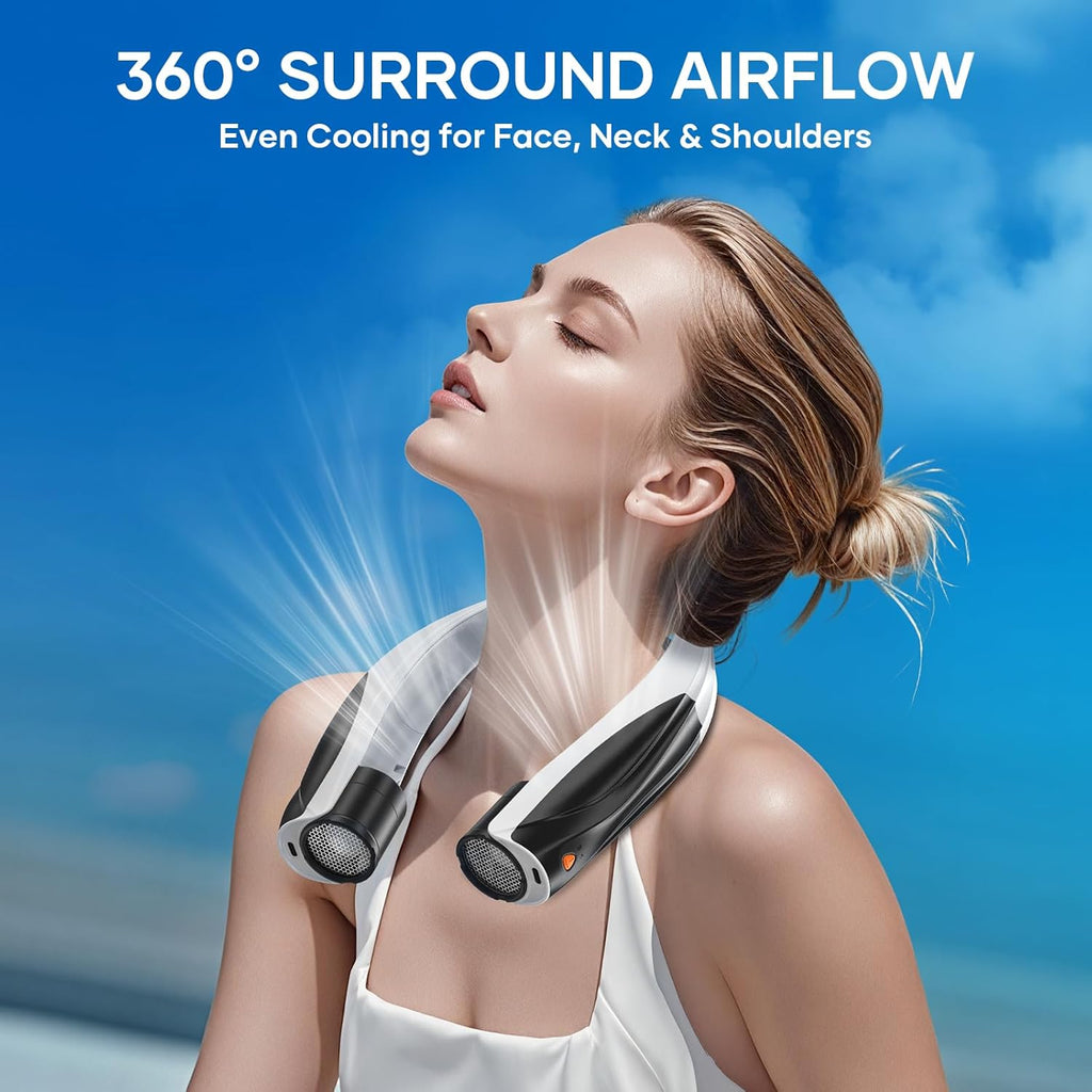 JI Nec Fa Portabl Nec Fa Rechargeabl wit Adjustabl Speeds Nec Coole wit 360 Surroun Breeze Upgrade Long-lastin Wearabl Fa fo Ho Weather Travel Outdoor Camping Me Women