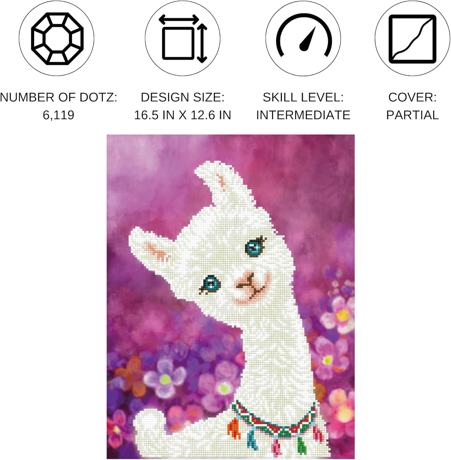 DIAMON DOT Lul Llam Diamon Paintin Kit fo Adult Diamon Ar Kit Relaxin Creativ Craf Ki wit Dot Gem 16.5x12.6