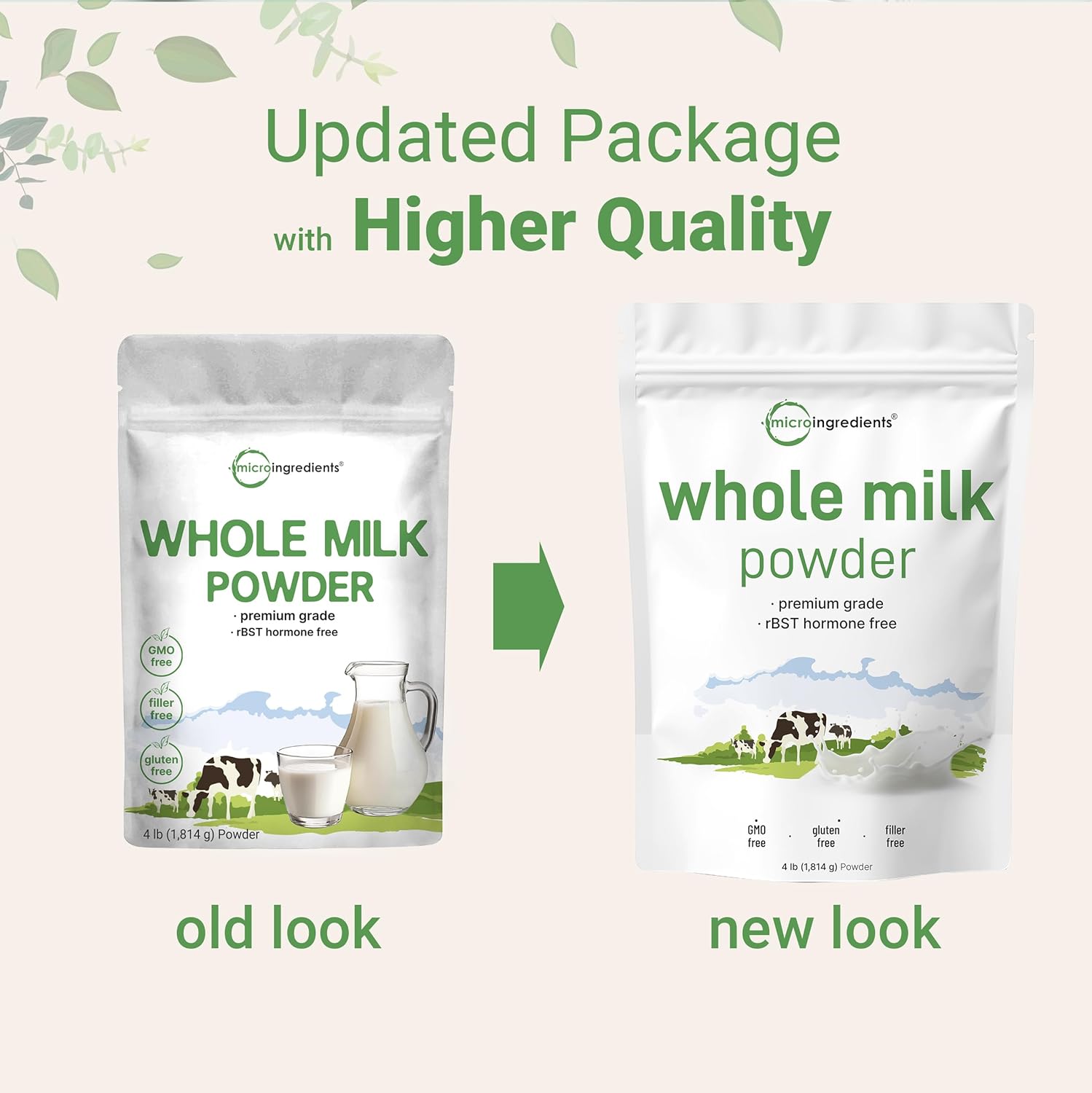 Micr Ingredient Whol Mil Powder l Pasture-Raised rBST-Fre Pur Ric i Protei Idea fo Bakin Everyda Us Non-GMO Gluten-Free Premiu Grade