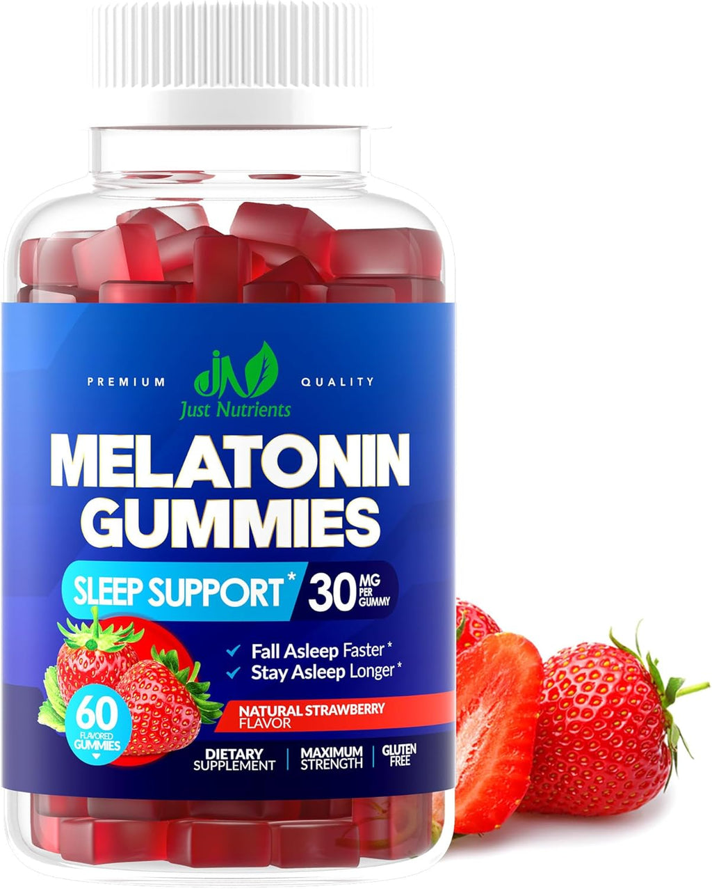 Melatoni 30m Gummie fo Adult (6 Servings Maximu Strengt Slee Suppor wit 30m o Melatoni Pe Gumm Gluten-Free Sugar-Free Non-GMO 100 Vegetarian Strawberr Flavo 6 Gummies