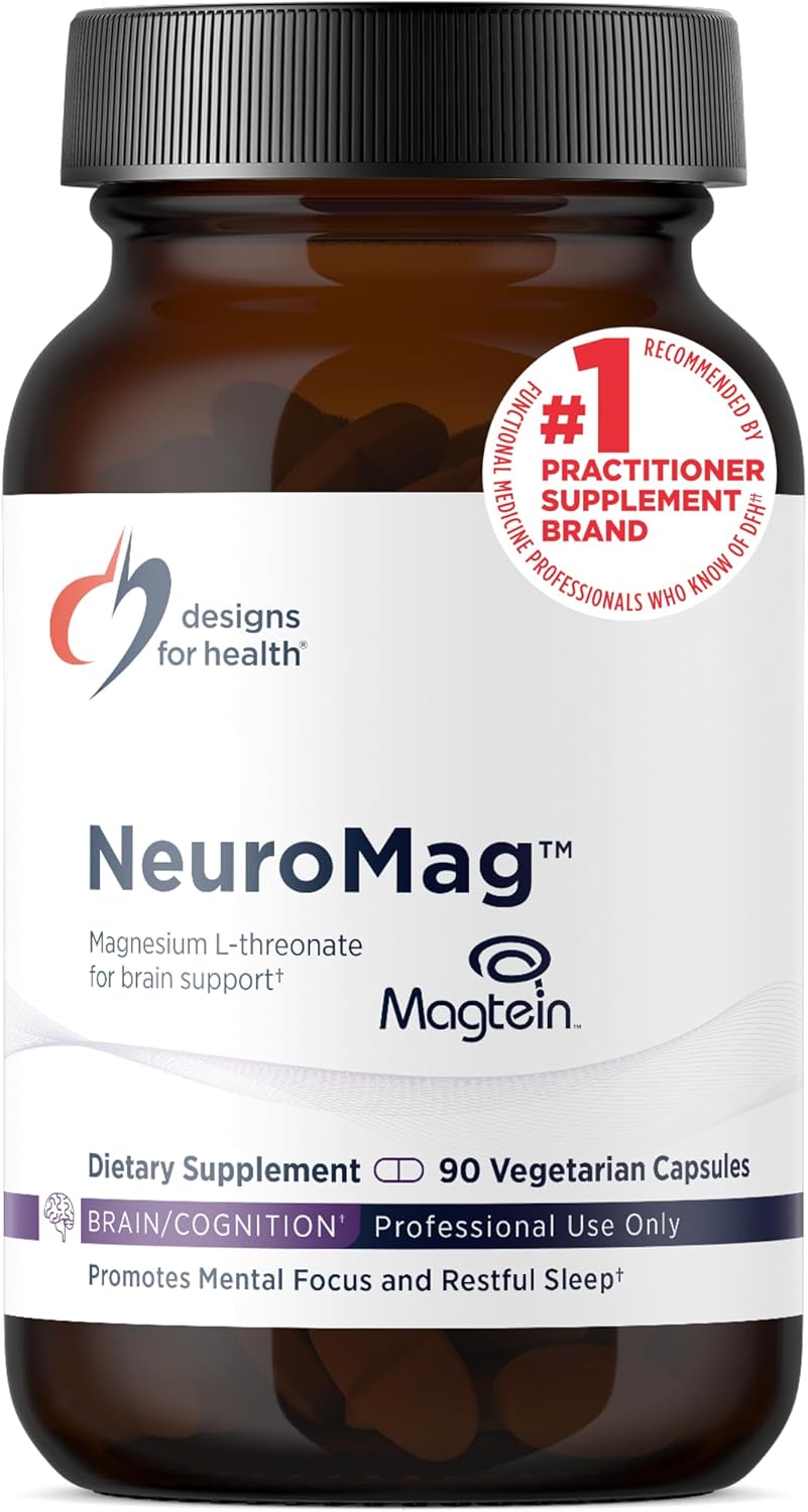 Design fo Healt NeuroMa Bioavailabl Magnesiu L-Threonat Chelate Magnesiu Supplemen fro Magtei fo Brai Healt Cognitiv Function Suppor Focu Sleep (9 Vega Capsules)