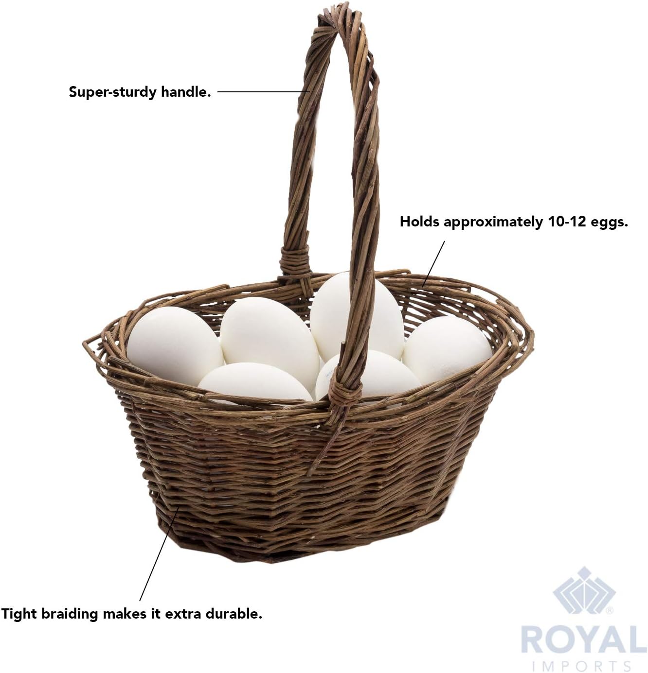 Roya Import Willo Wove Braide Gif Baske Fo Easter Bab Shower Weddin Flowe Gir Smal Ova w/Stati Handl Plasti Insert
