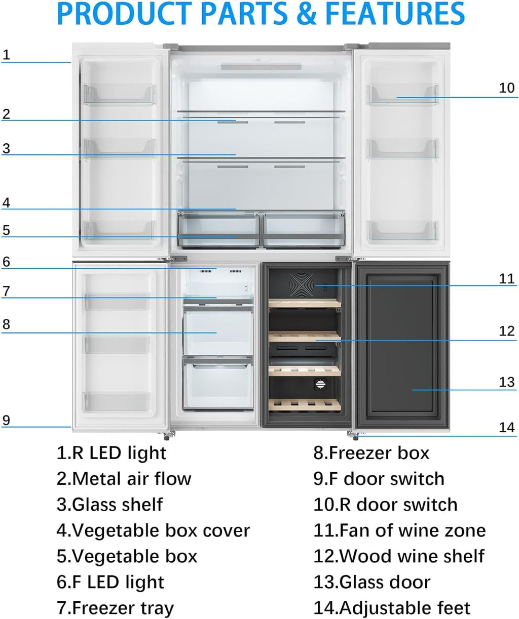 35. i Frenc Doo Refrigerato Doo wit Win Cooler 2 Cu.F Freestandin Counte Dept Fridg wit Freezer Touc Contro Display Fingerprin Resistan Stainles Steel