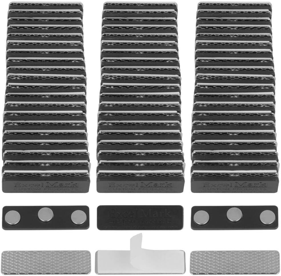 ExcelMark 60 Magnetic Name Badge Holders with 3 Premium Strength Neodymium Magnets