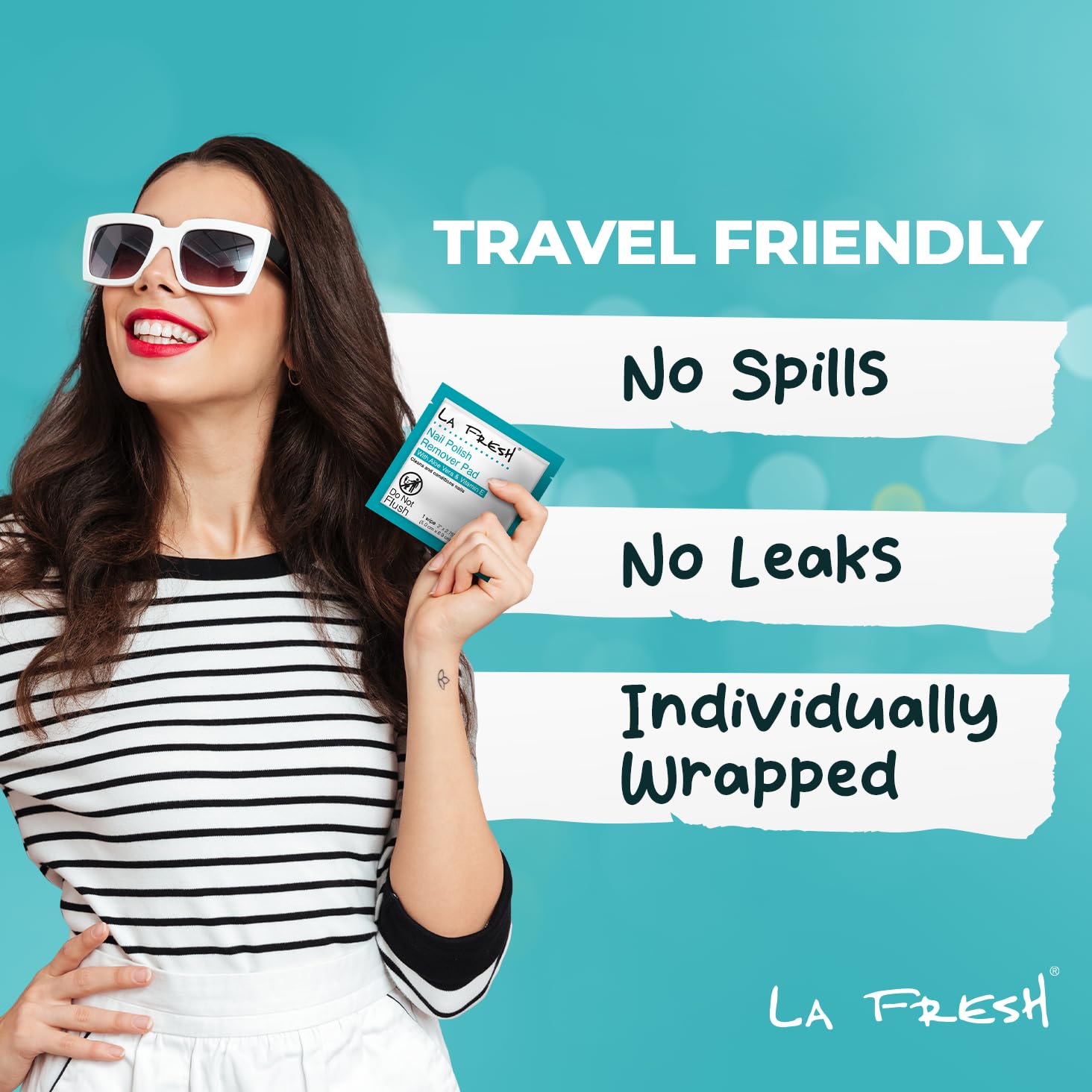 L Fres Nai Polis Remove We Wipe wit Lavender Alo Vera an Vitami Pac o 200c Acetone-Infuse Pad Nai Car Trave Essentials