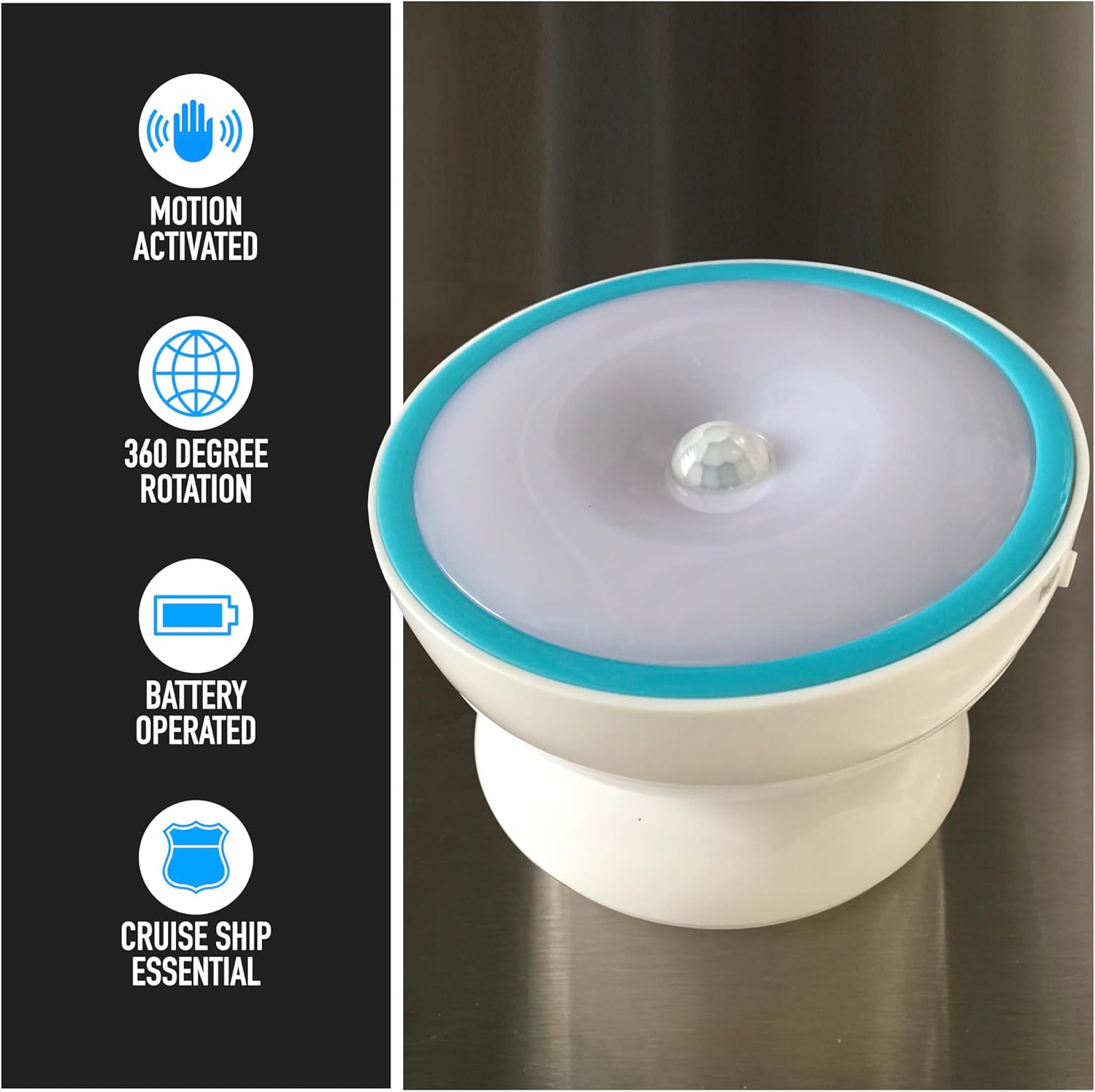 Cruis O Motion-Activate Batter LE Ligh wit Magneti Base 360 Rotatin Nigh Lam fo Closets Bathrooms Hallway Cabinets Wireless Eas Install Aut Senso fo Hands-Fre Illumination