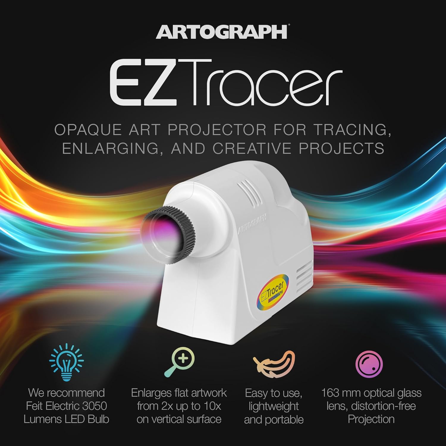 Artograph EZ Tracer Opaque Art Projector, 2X to 10X Image Artwork Enlargement - Portable Light for Wall Art, Murals, Drawing, Sketching, Pattern Tracing, Crafts and Learning, 4inch x 4inch Copy Size